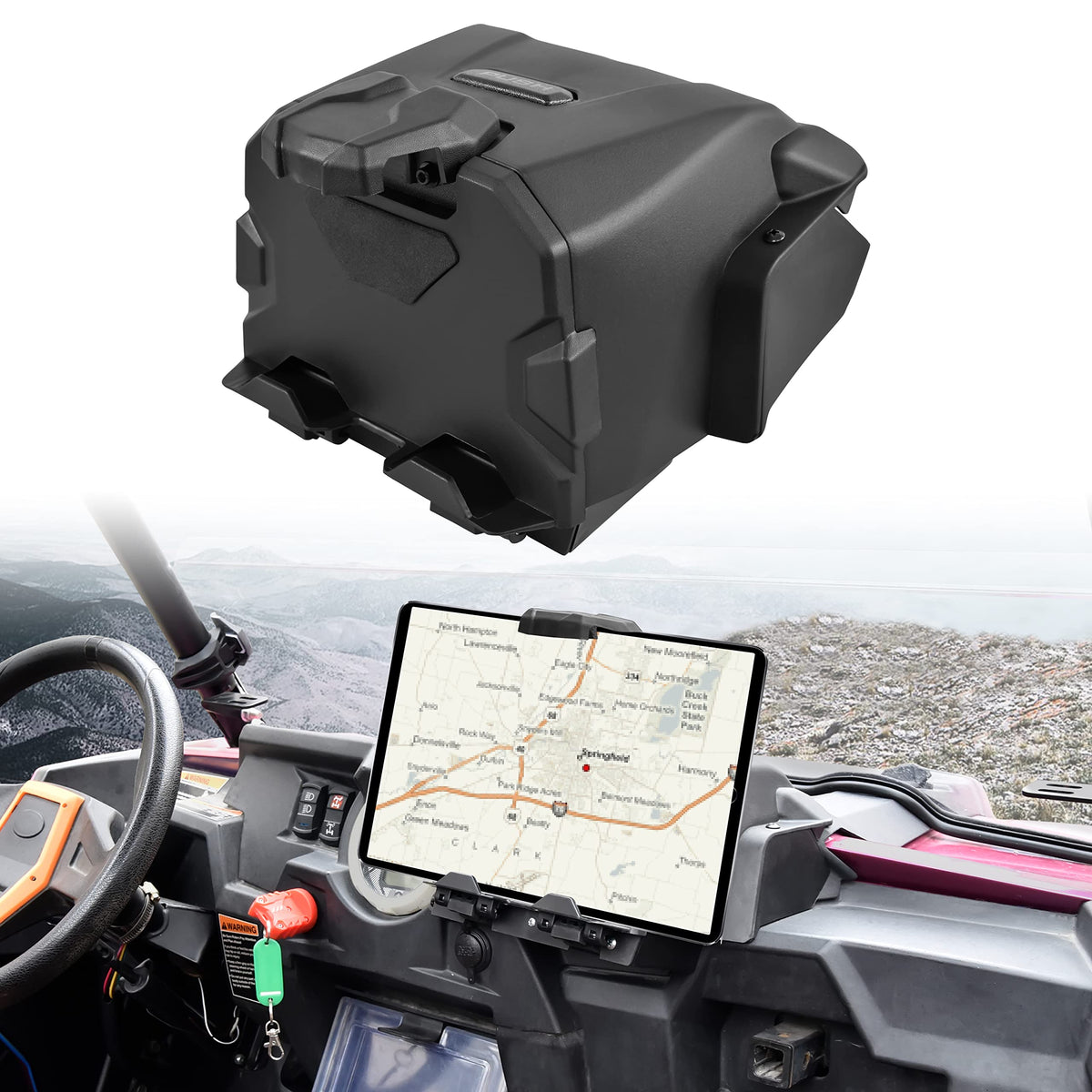 Sautvs Tablet Holder Phone Mount With Storage Box For Polaris Rzr Xp 1000/ Xp 4 1000 2014-2018 Accessories, Electronic Device Gp