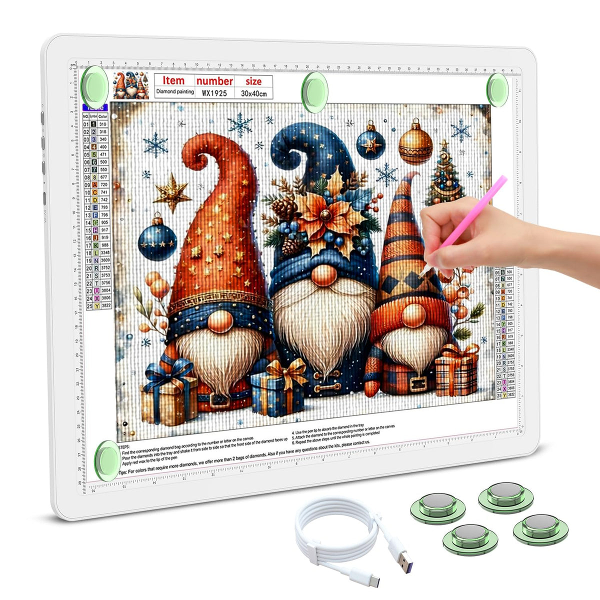 Rechargeable A3 Light Board For Diamond Painting, 5600 Lux Tracing Light Box With Side Physical Buttons, 3 Colors And 6 Levels O