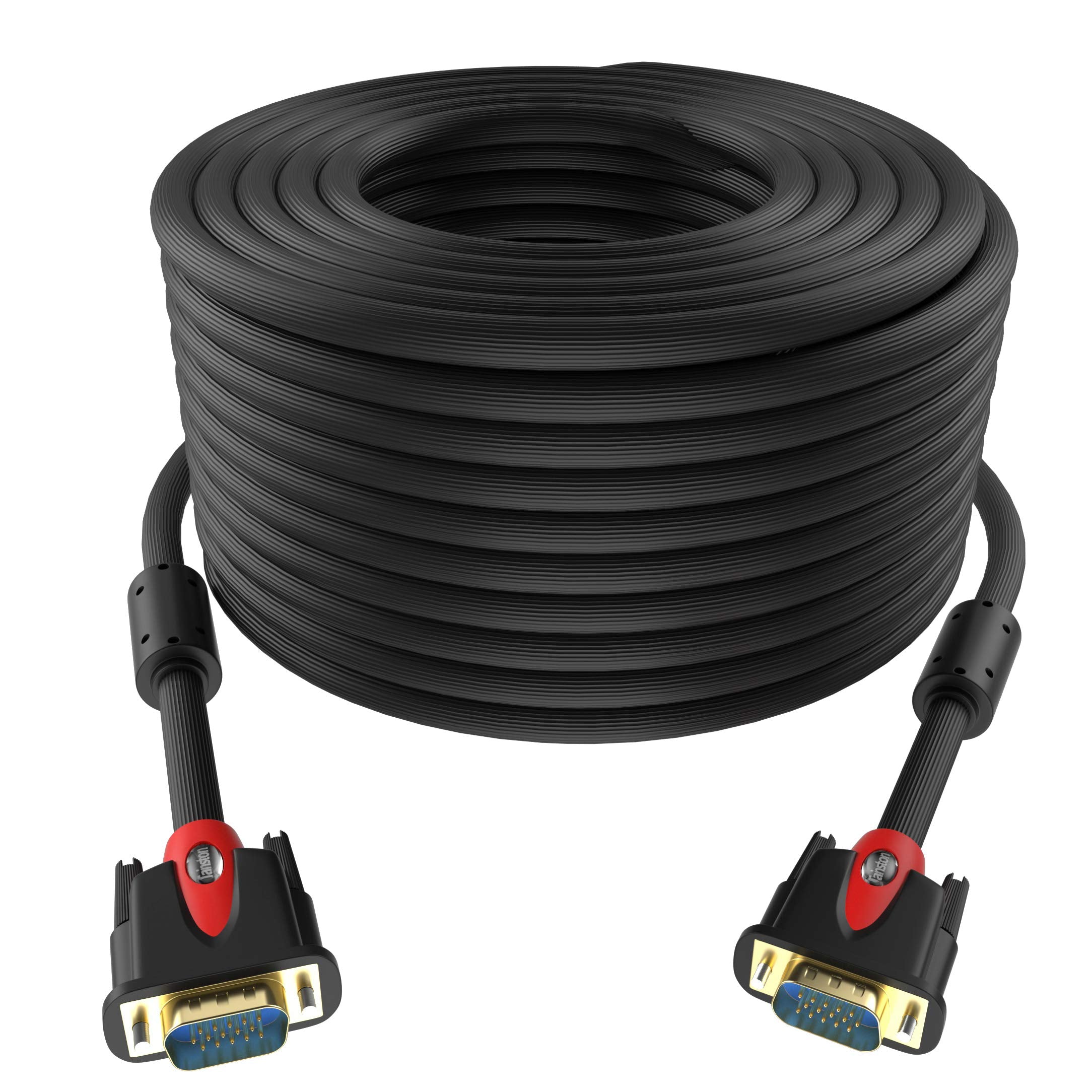 Tainston Vga To Vga Cable Hd15 Monitor Cable With Ferrites Male To Male 75 Feet