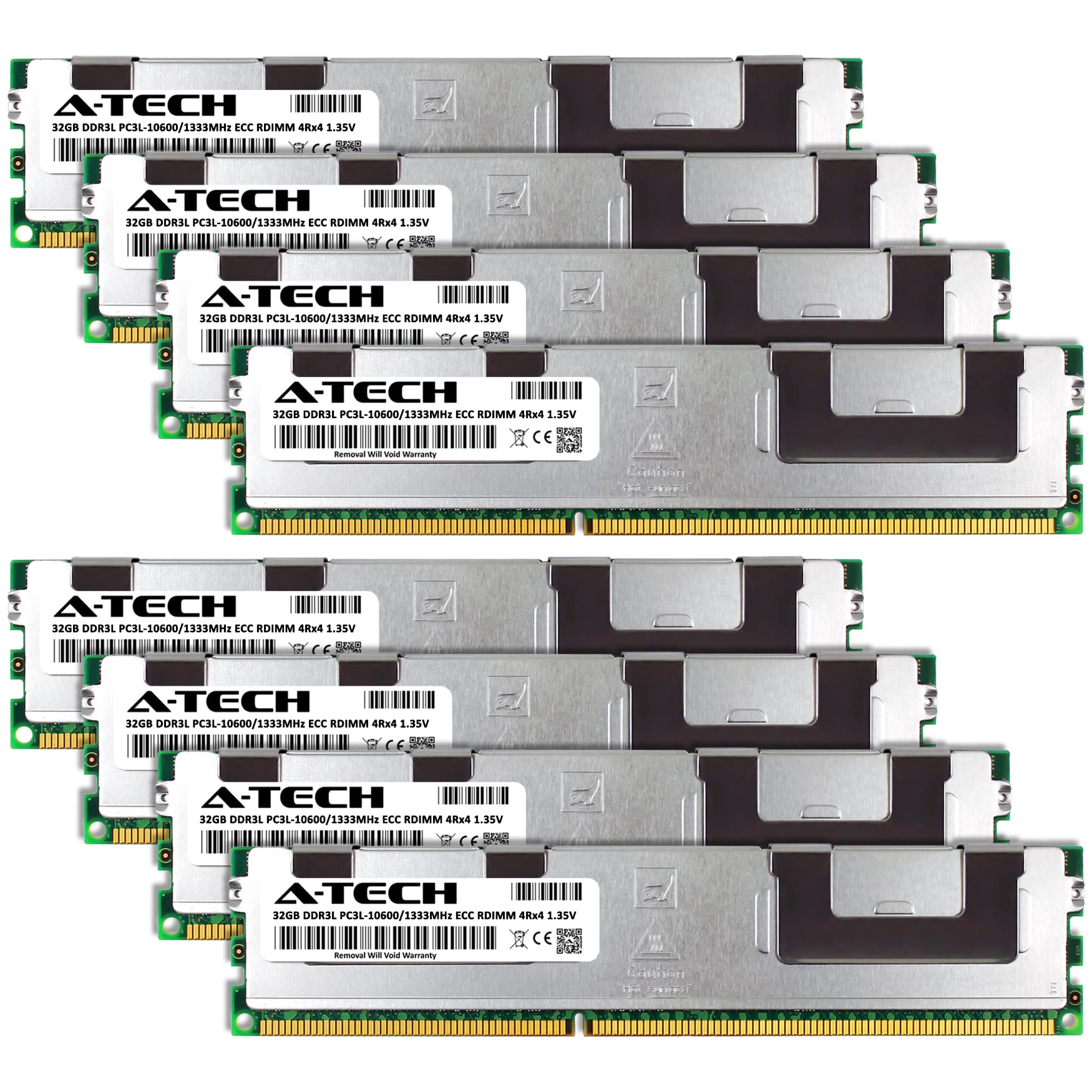 A Tech 256Gb Kit (8X32Gb) Ddr3/Ddr3L 1333Mhz Pc3L 10600R Ecc Rdimm 4Rx4 Quad Rank 1.35V Ecc Registered Dimm 240 Pin Server Ram M