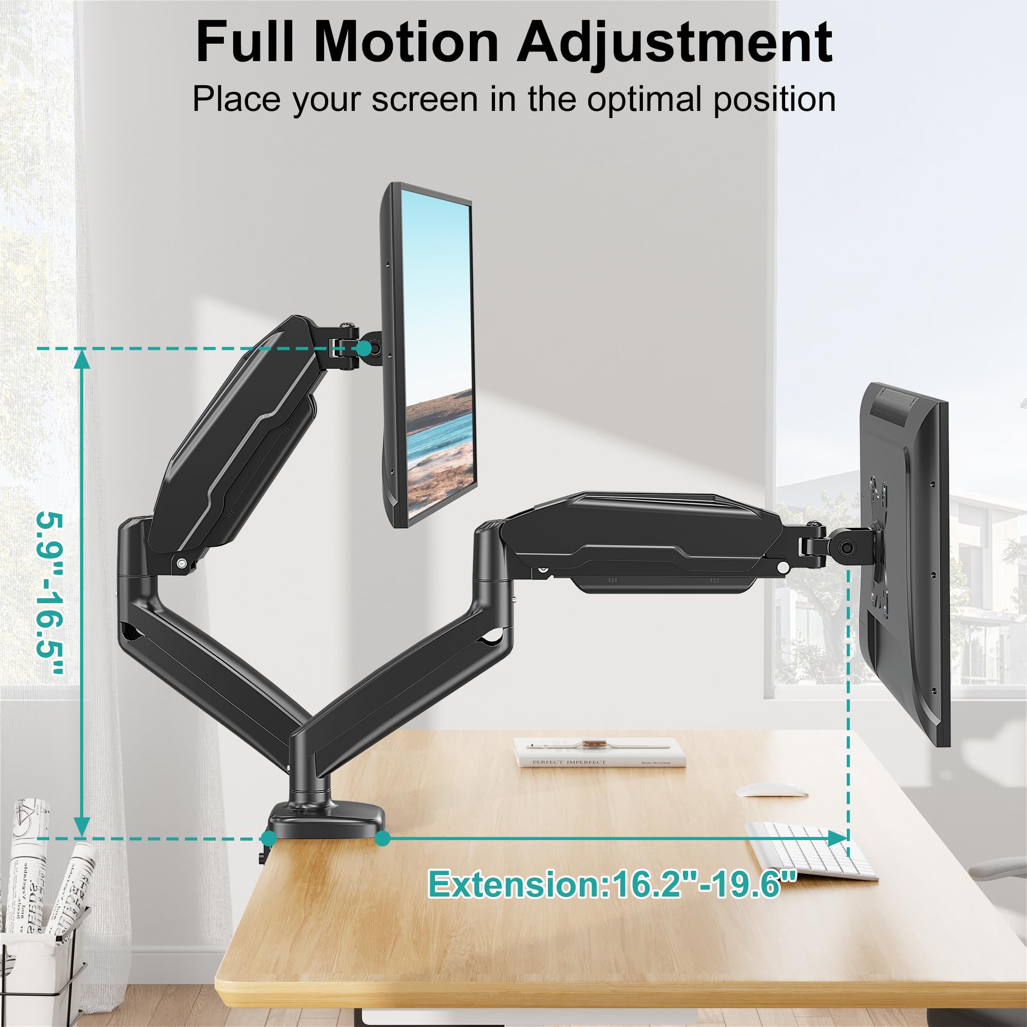 Mount Pro Single Monitor Desk Mount   Articulating Gas Spring Arm, Removable Vesa Stand With Clamp And Grommet Base Fits 13 To 3