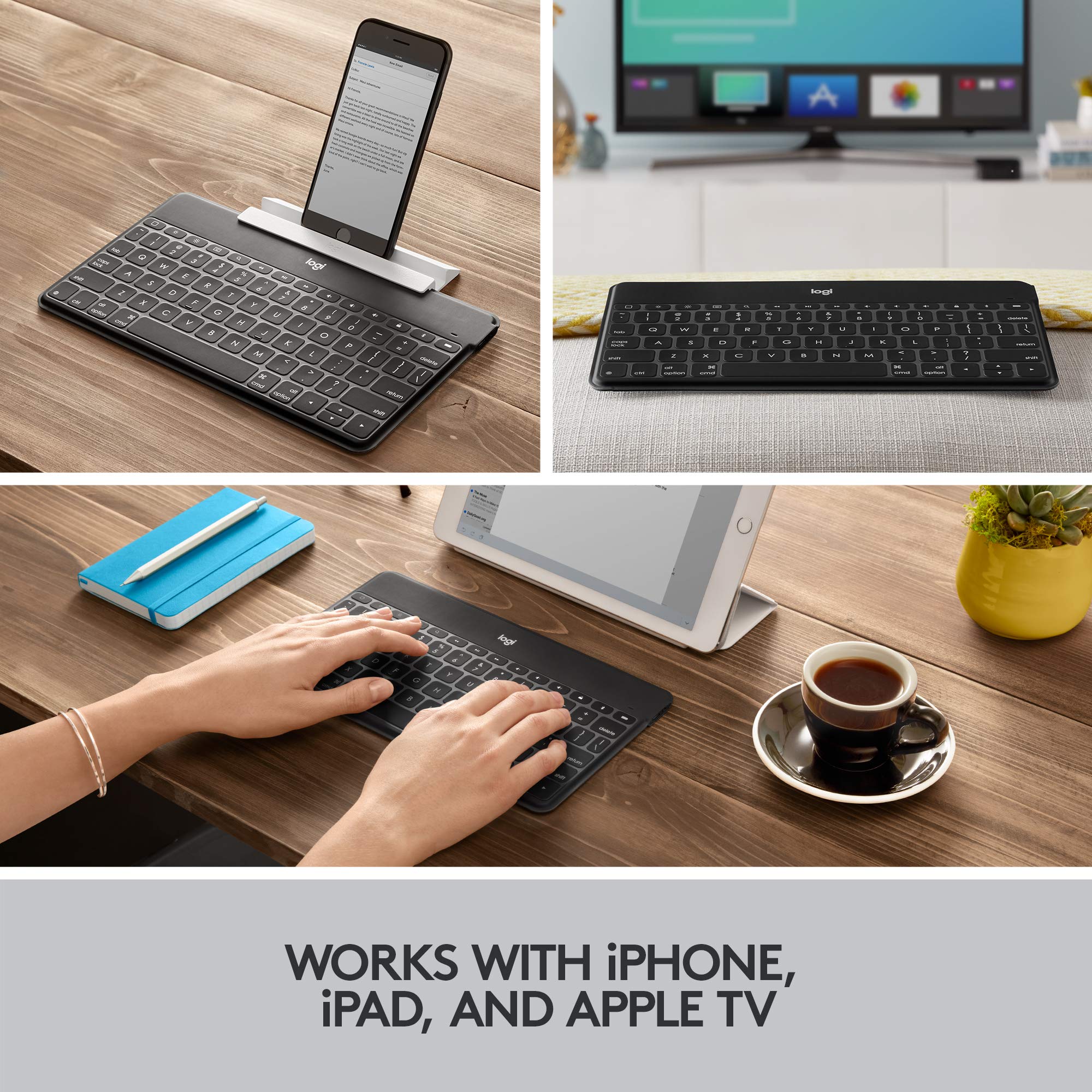Logitech Keys To Go Ultra Portable, Stand Alone Keyboard Compatible Devices All Ios Devices Including Ipad, Iphone And Apple Tv