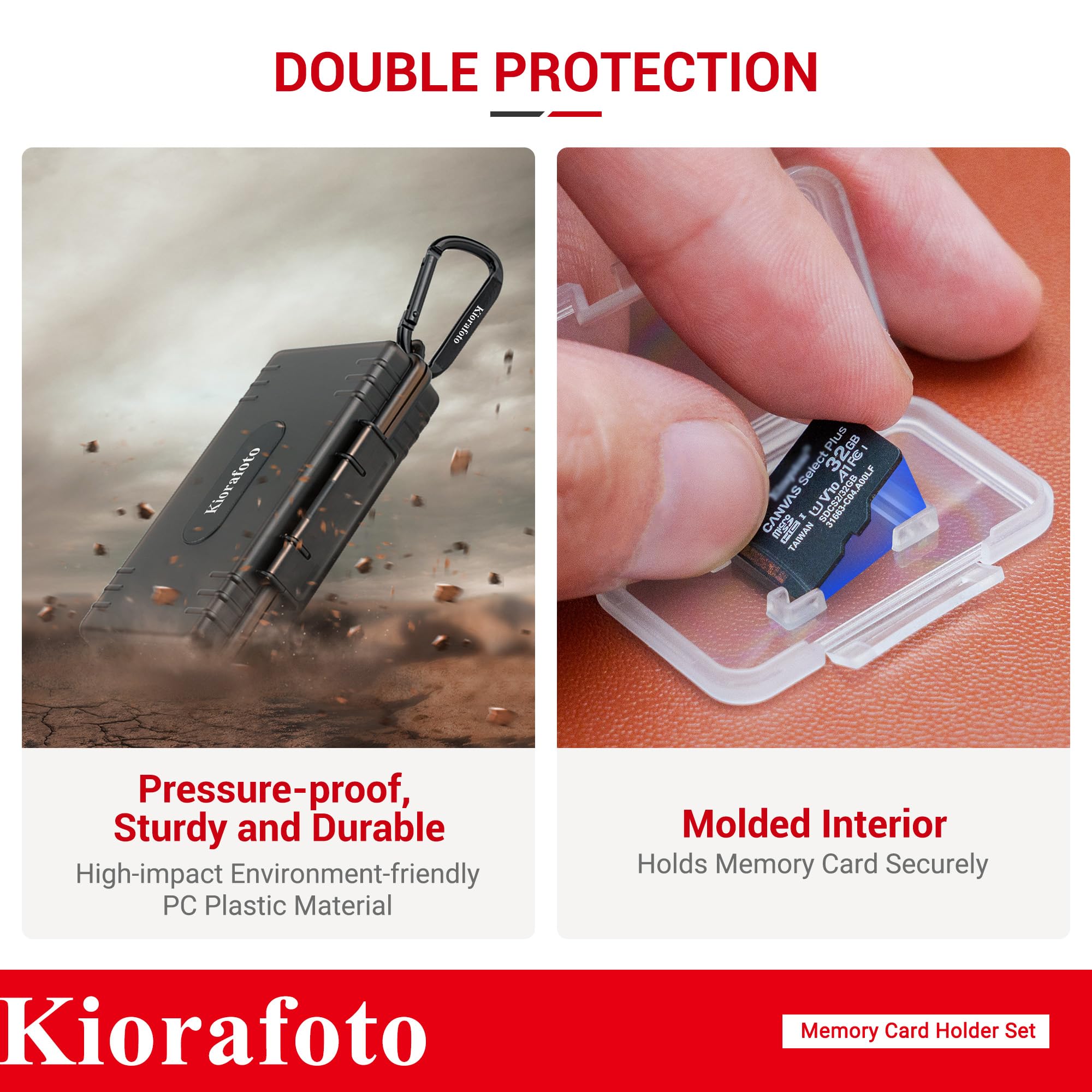 Dual Protect Micro Sd Card Case With 54 Pcs Clear Memory Card Holders For 54 Tf Msd Cards Storage, Water Resistant Anti Shock Mi