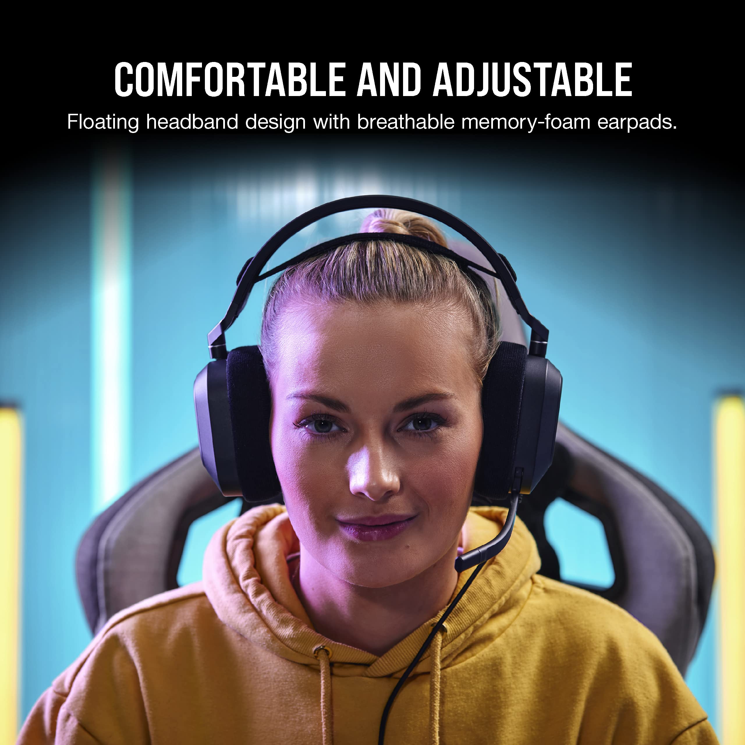 Corsair Hs80 Rgb Usb Premium Gaming Headset With Dolby Audio 7.1 Surround Sound (Broadcast-Grade Omni-Directional Microphone, Me