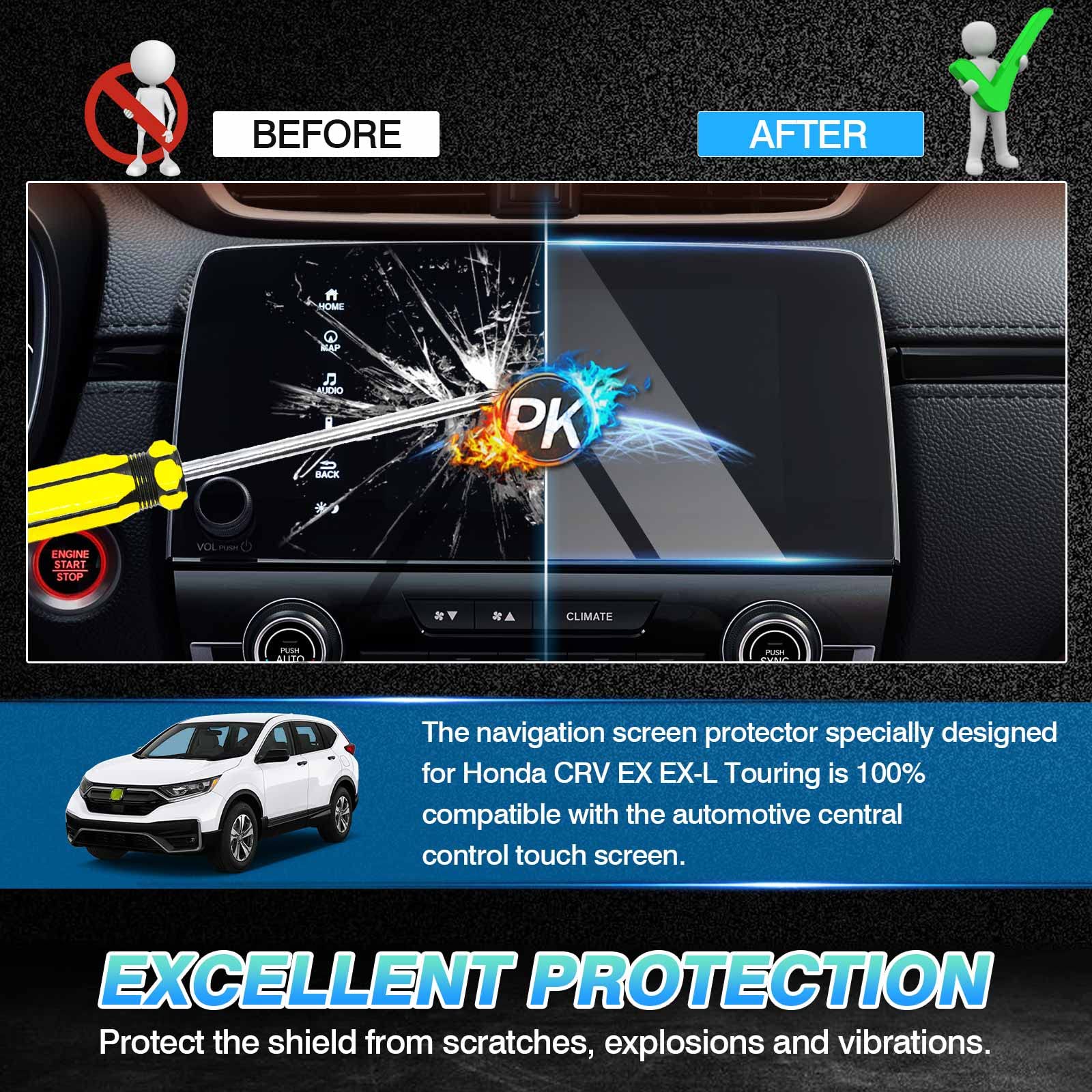 Autorder Custom Fit For Screen Protector 2017 2020 2021 2022 Honda Cr V Crv Ex Ex L Touring Tempered Glass 9H Navigation Touchsc