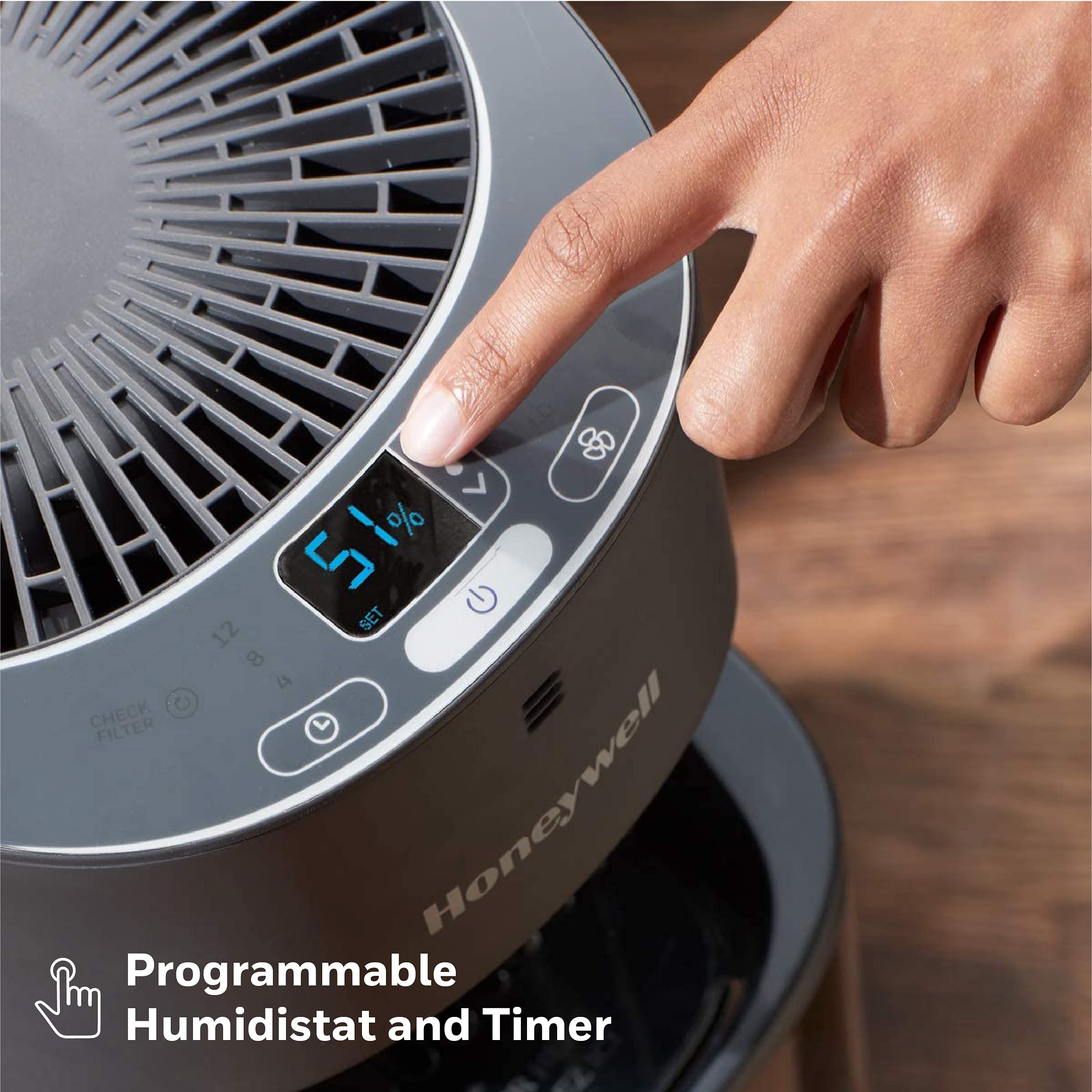 Honeywell Top Fill Tower Humidifier, Digital Humidistat, Black   Cool Mist Humidifier For Bedroom, Home Or Office With Space Sav