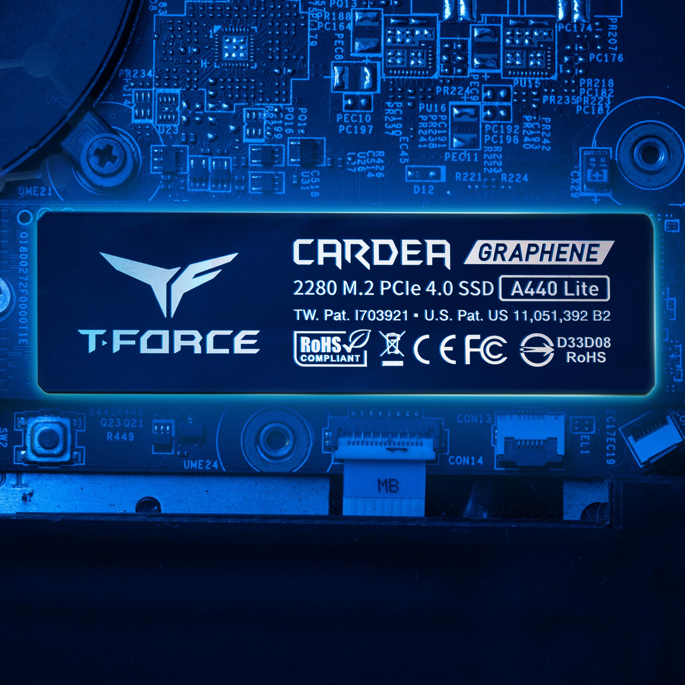 Teamgroup T Force A440 Lite 2Tb Graphene Heatsink 3D Nand Tlc Nvme Phison Ps5027 E27T Pcie 4.0 Gen4X4 M.2 2280 Internal Ssd Work