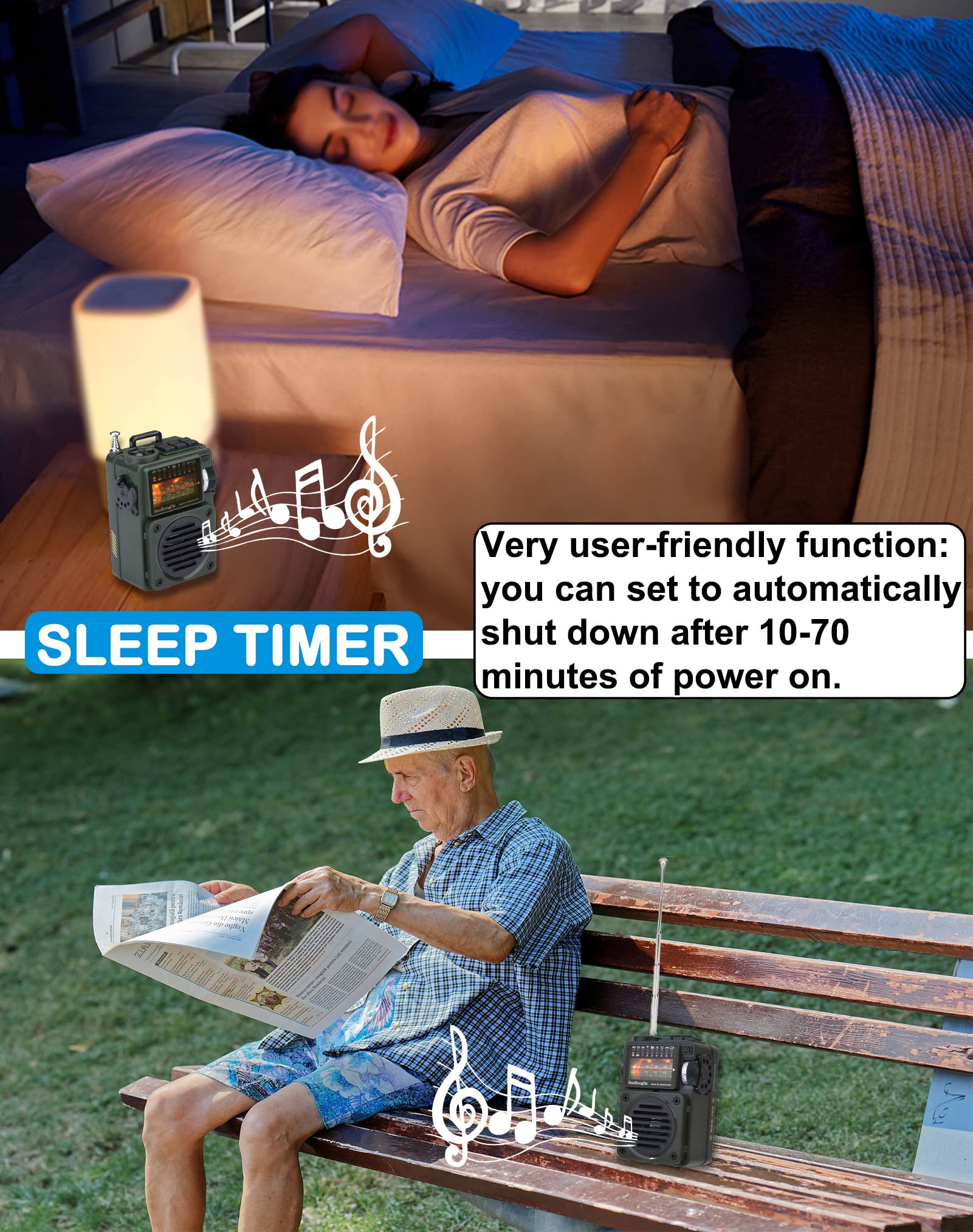 Shortwave Radio, Hanrongda Bluetooth Speaker Support Microsd, Fm Mw Wb Sw Receiver With Noaa Alerts And Sleep Timer, Rechargeabl