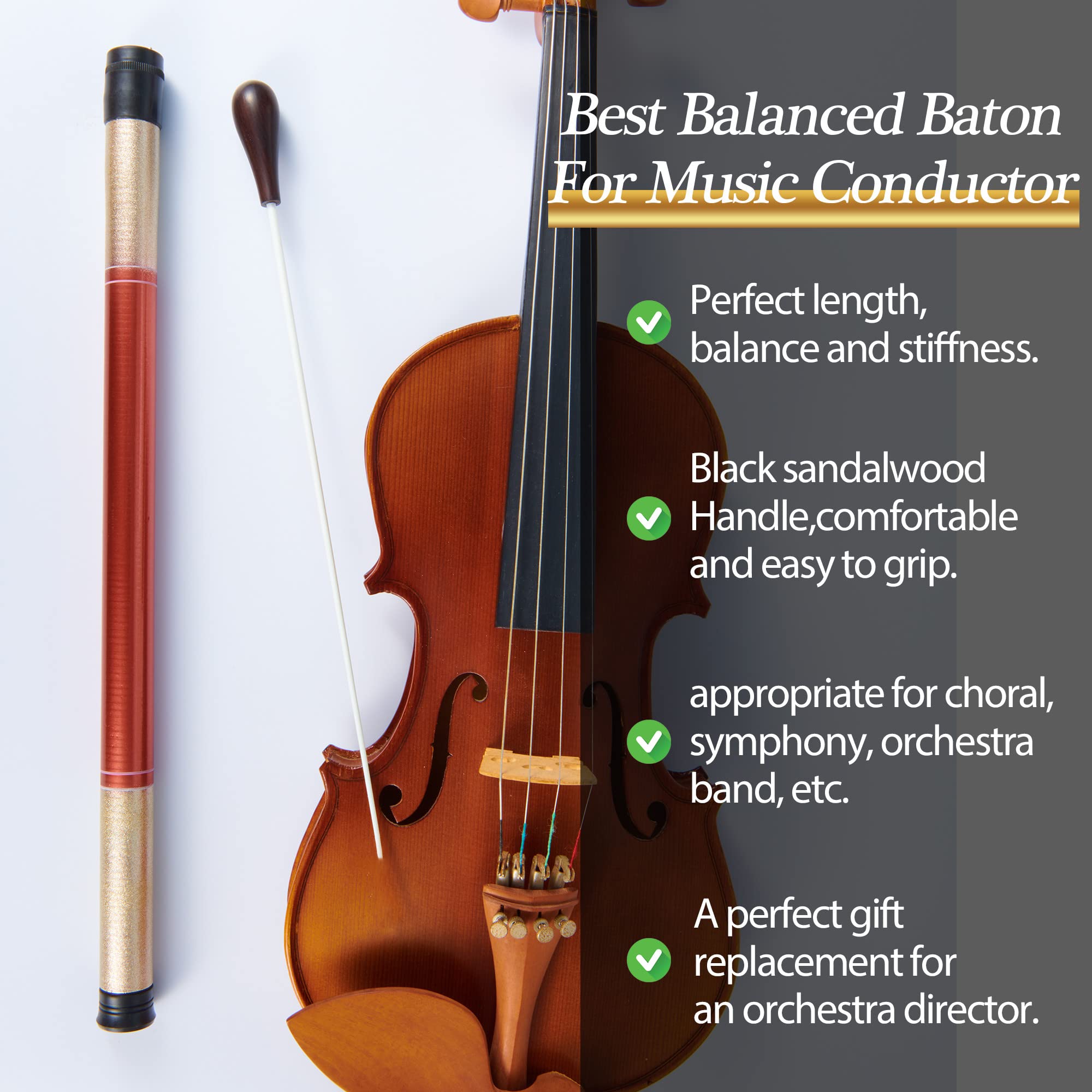 Sound Harbor Music Baton - Black Sandalwood Handle Conducting Baton, Model Music Baton-2