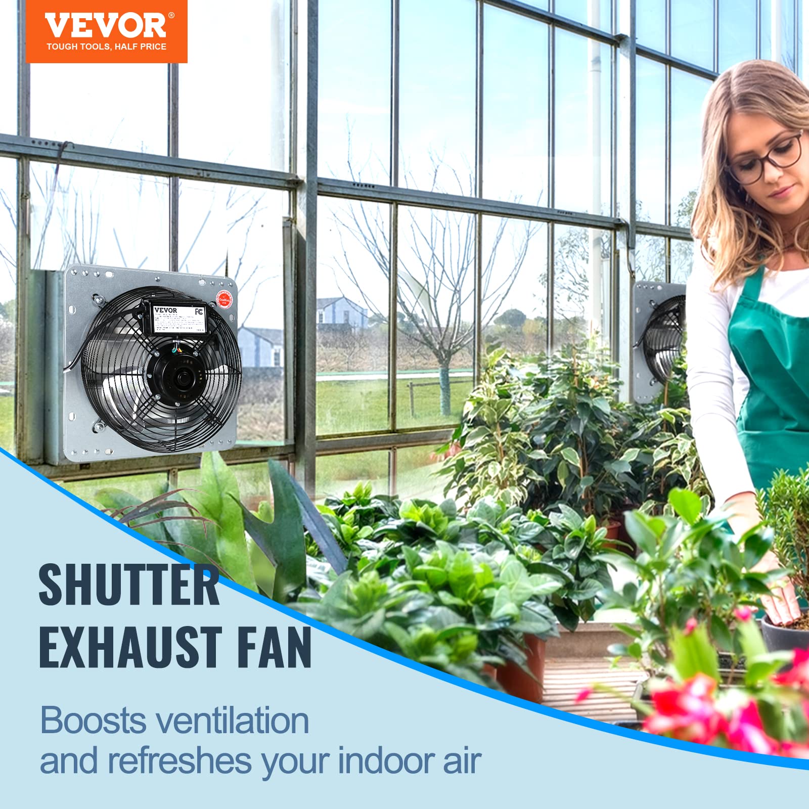 Vevor 36 Inch Shutter Exhaust Fan, Wall Mounted Attic Vent Fan With 11000 Cfm Airflow, Ac Motor, Heavy-Duty Steel Construction,