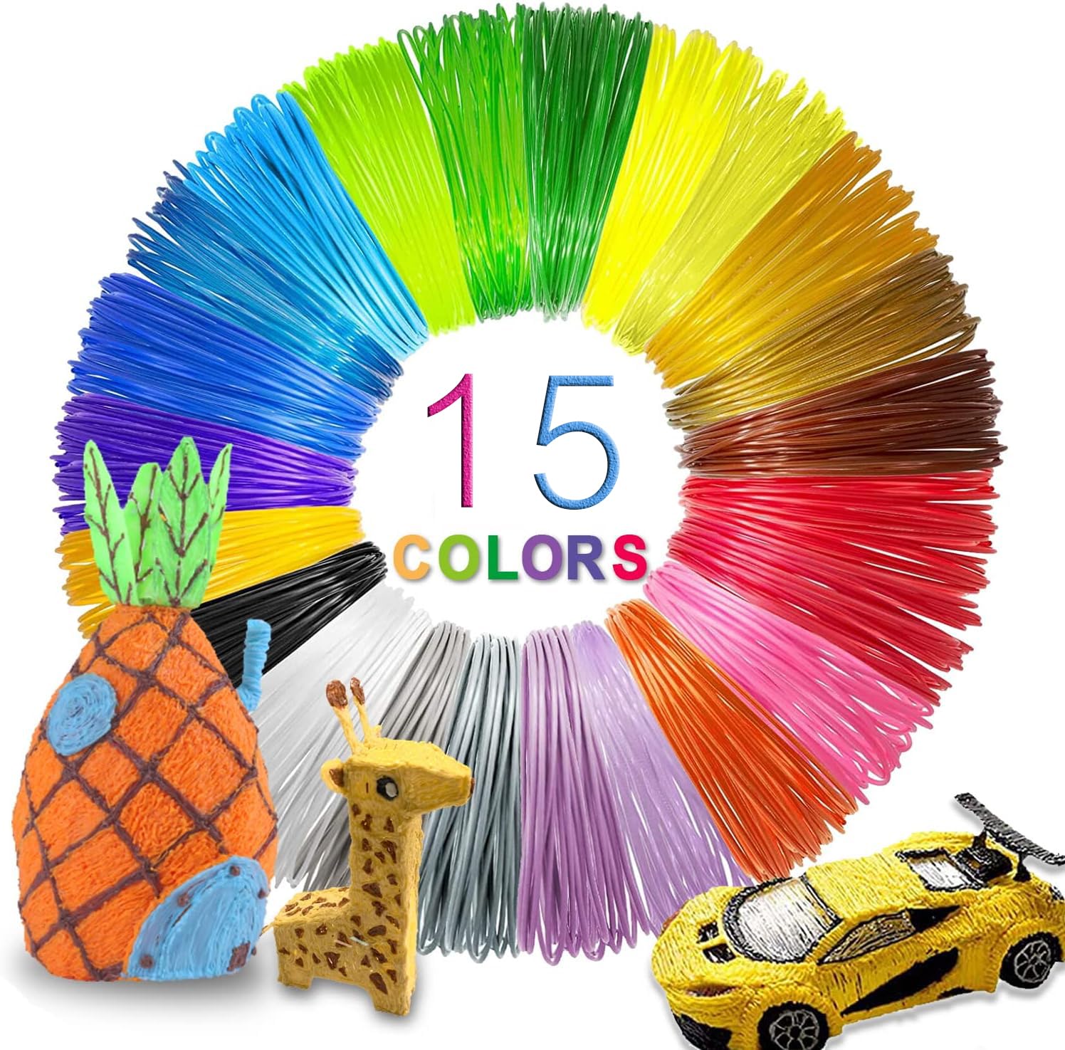 3D Pen Filament Refills 15 Colors, Yungden Pla 1.75Mm For 3D Pen, High Precision Diameter Tolerance 0.02Mm, 150 Feet In Total, 3