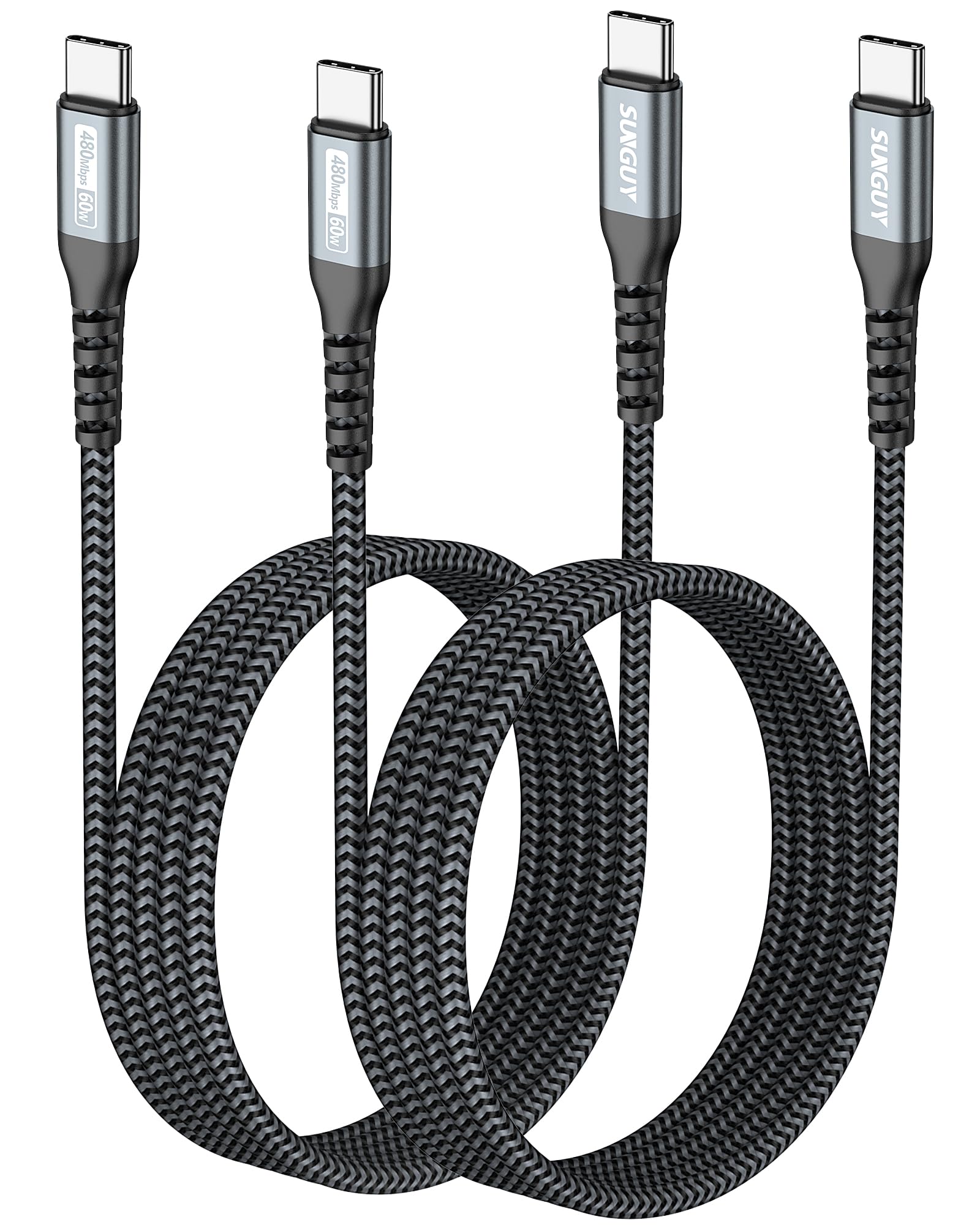 Sunguy Usb C To Usb C 5Ft [2Pack], 60W Usb C Cable Fast Charging Usb 2.0 Type C Charger Cord Compatible For Iphone 15 Pro/15 Pro