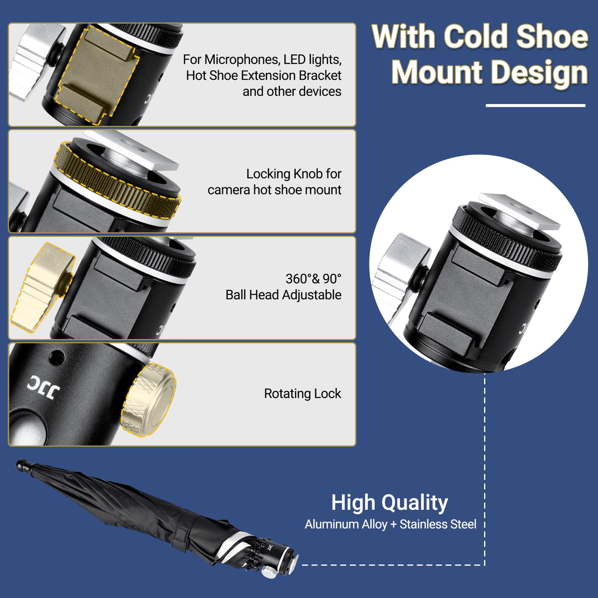 2024 New Upgrade Camera Hot Shoe Umbrella, Camera Rain Umbrella With Height Adjustable Design & Cold Shoe Mount, Camera Rain Cov