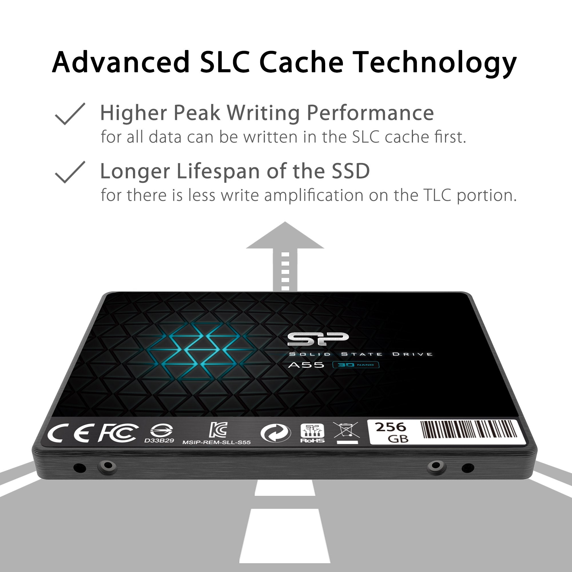 Silicon Power 256Gb Ssd 3D Nand A55 Slc Cache Performance Boost Sata Iii 2.5'' Internal Solid State Drive Su256Gbss3A55S25Ah