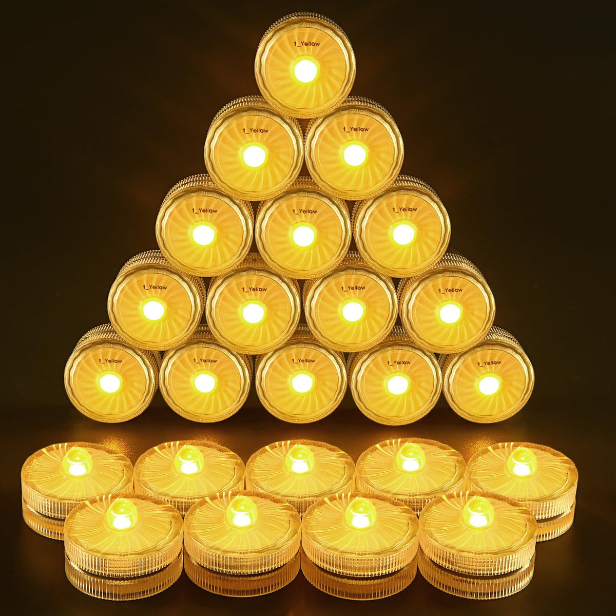 Hl Submersible Led Lights,Yellow Small Led Light,100 Hours Waterproof Flameless Led Lights Battery Powered For Wedding Home Vase