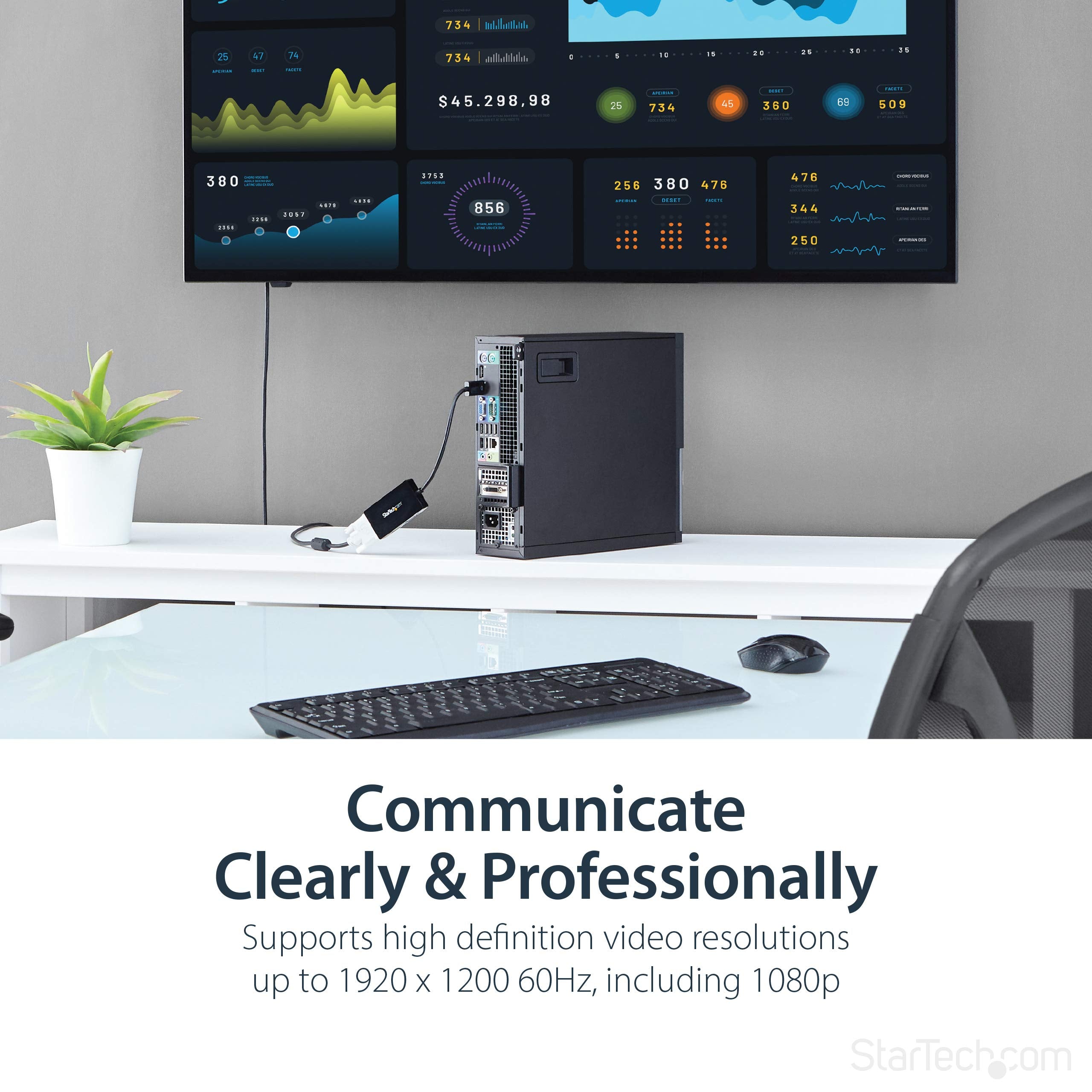 Startech.Com 3 In 1 Displayport Multi Video Adapter Converter   1080P Dp Laptop To Hdmi Vga Or Dvi Monitor Or Projector Display