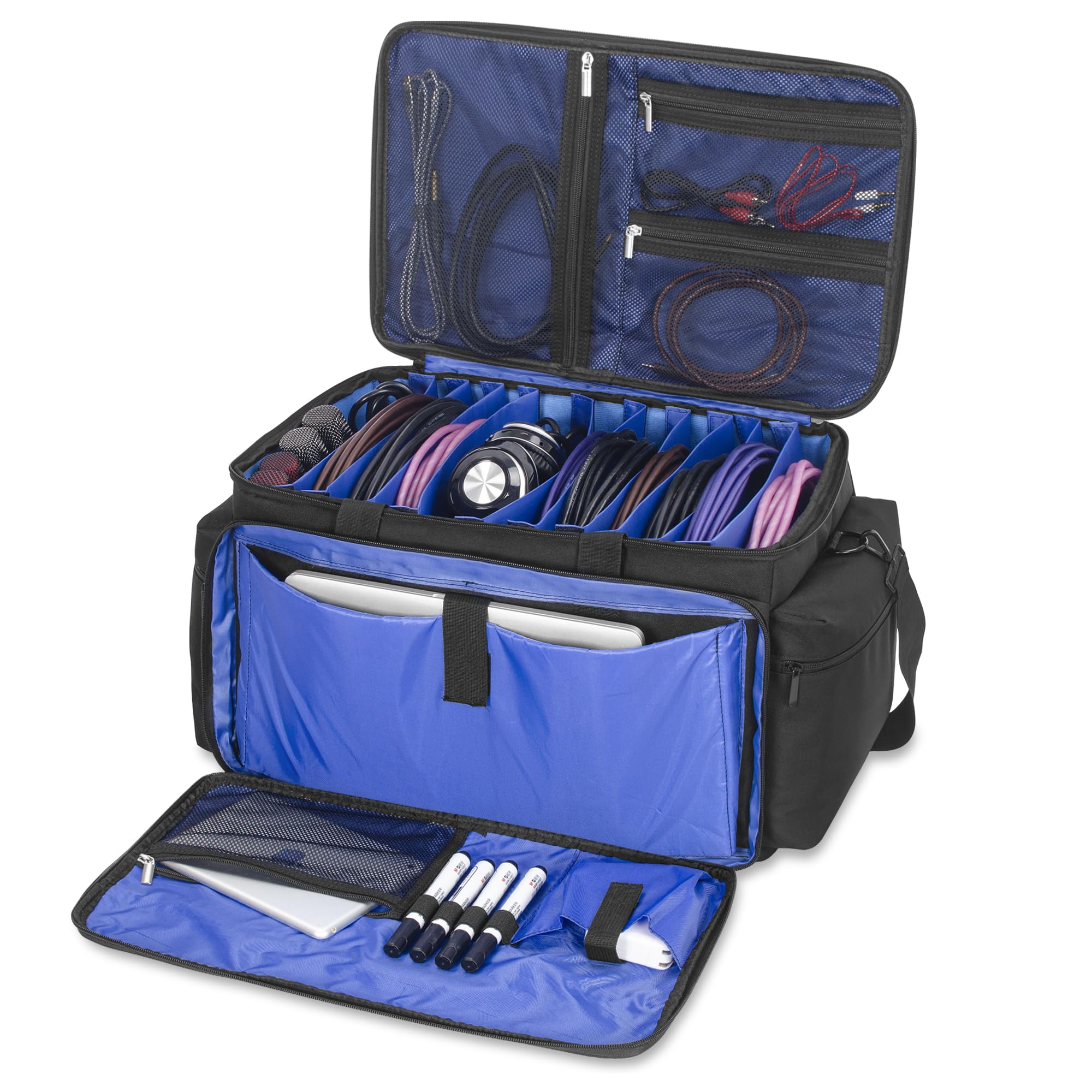 Akozlin Cable File Bag With Detachable Dividers Dj Gig Bag Cord Organizer Case For Laptop,Dj Gear,Music Equipment Accessories