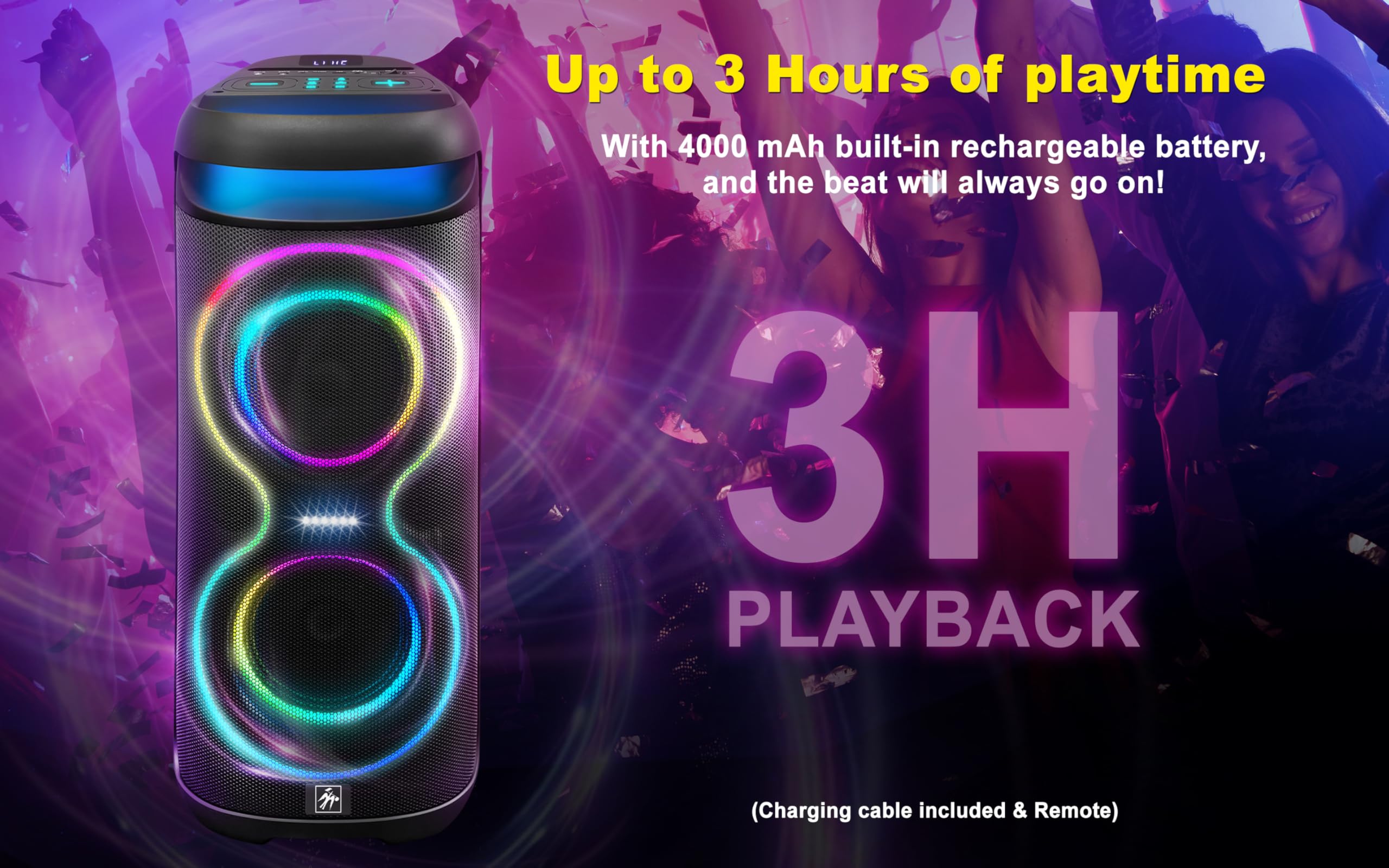 Fisher Bluetooth Pa Speaker Stereo System - Karaoke Portable Wireless Dj, Dual 6.5 80W Peak Power, Loud Hd Sound & Led Lights, R