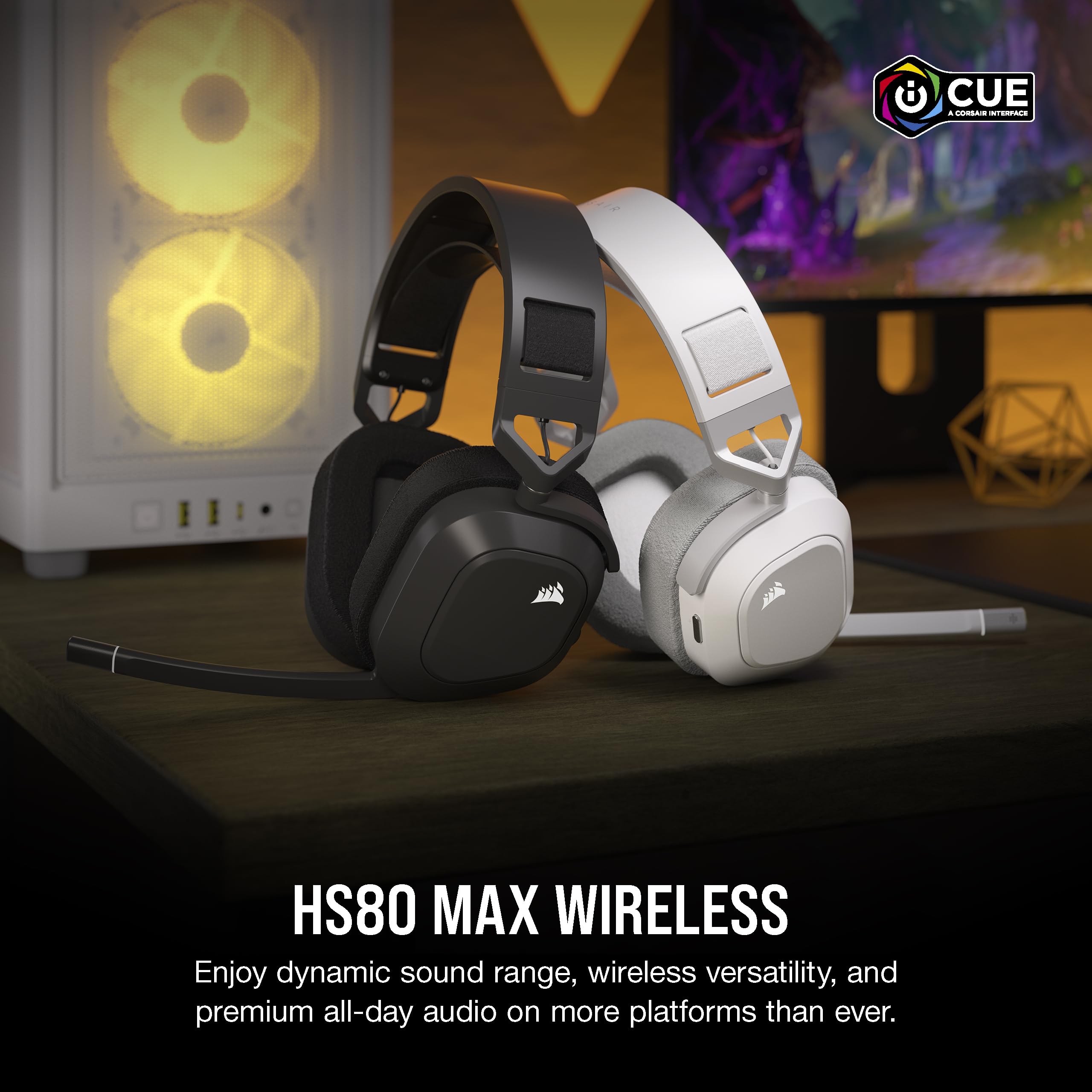 Corsair Hs80 Max Wireless Multiplatform Gaming Headset With Bluetooth - Dolby Atmos - Broadcast Quality Microphone - Icue Compat