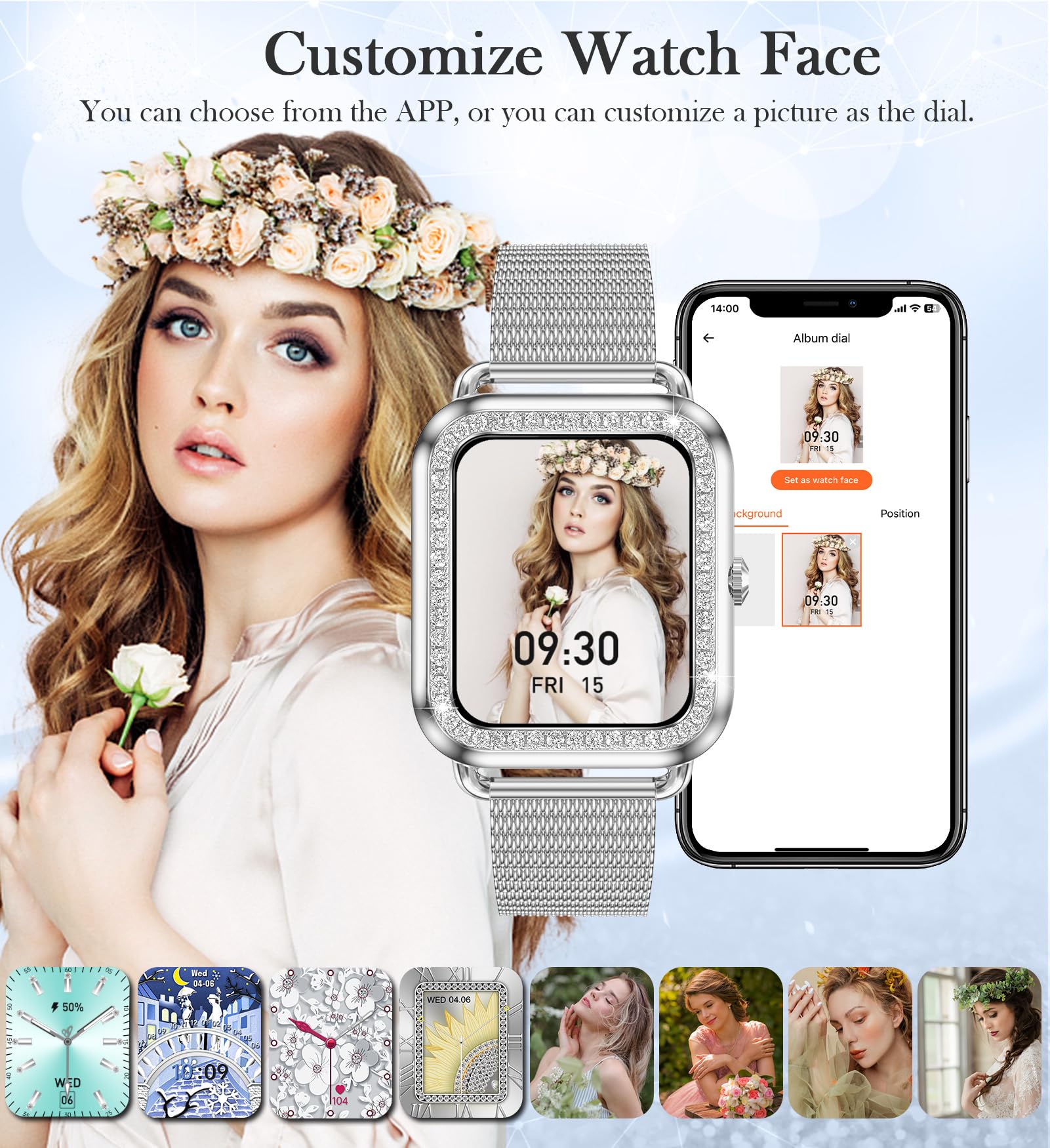 1.6'' Touch Screen Smart Watch For Women (Answer/Make Call), Activity Trackers And Smartwatches With Waterproof Heart Rate Sleep