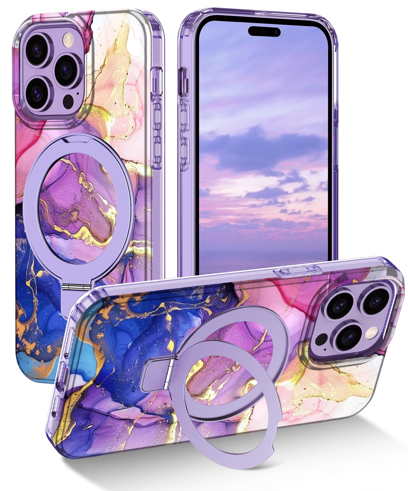 Lamcase For Iphone 14 Pro Max Case With Magnetic Invisible Ring Stand [Compatible With Magsafe], Full Body Rugged Slim Women Men