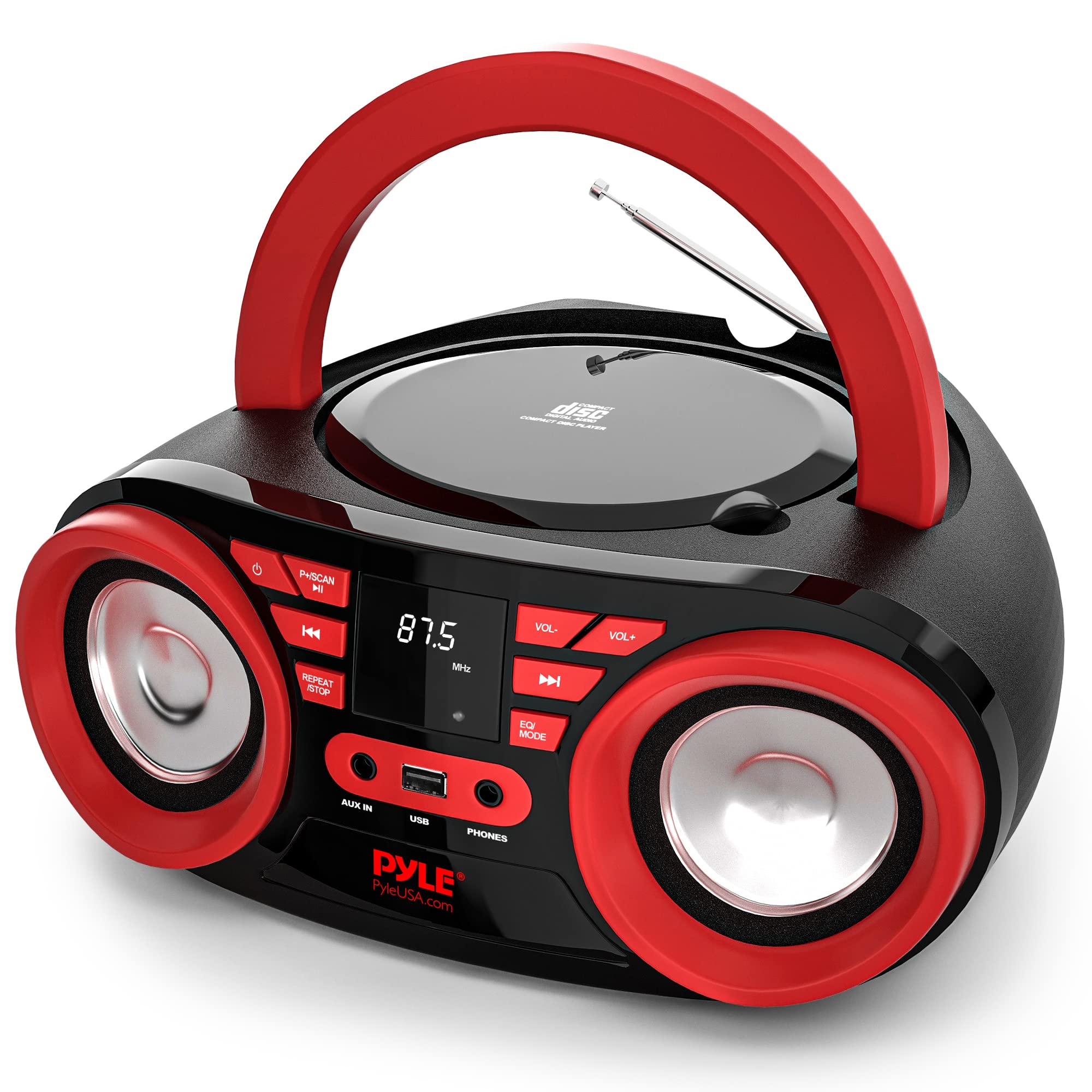 Pyle Portable Cd Player Bluetooth Boombox Speaker   Am/Fm Stereo Radio & Audio Sound, Supports Cd R Rw/Mp3/Wma, Usb, Aux, Headph