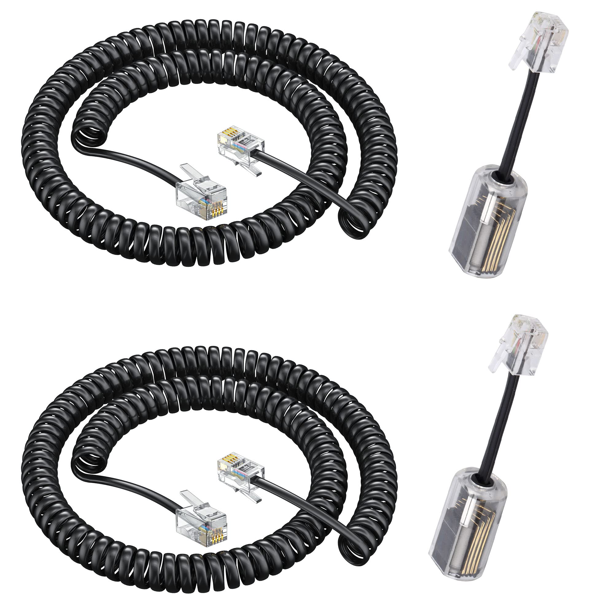 Ubramac Telephone Handset Cord,Coiled Wire 8Ft Uncoiled / 1.4Ft Coiled Landline Phone Handset Cable Rj9 4P4C Telephone Accessory