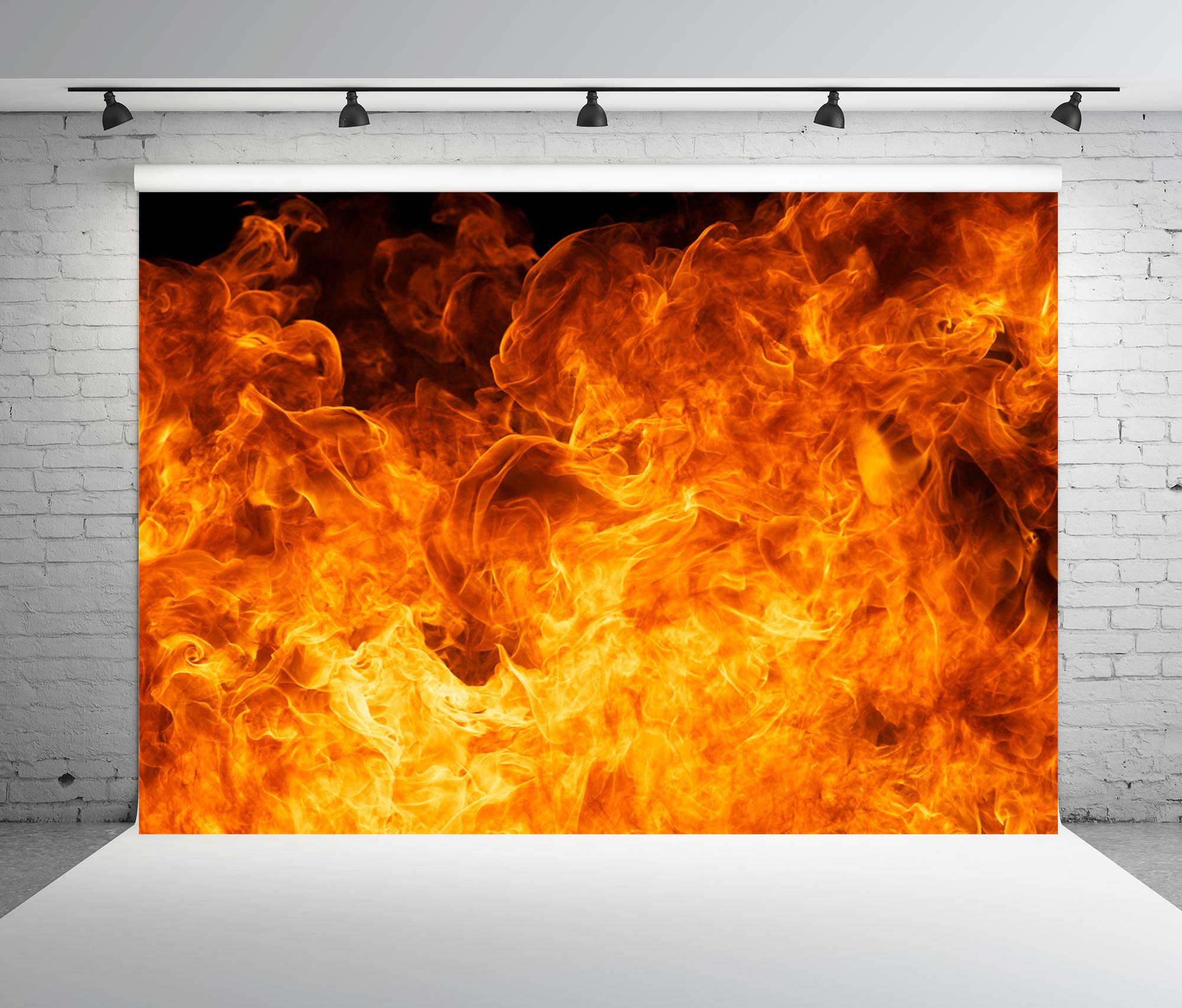 Beleco 7X5Ft Fabric Raging Fire Backdrop Flames Backdrop Buring Fire Black Background Fire Fighter Themed Birthday Party Campfir
