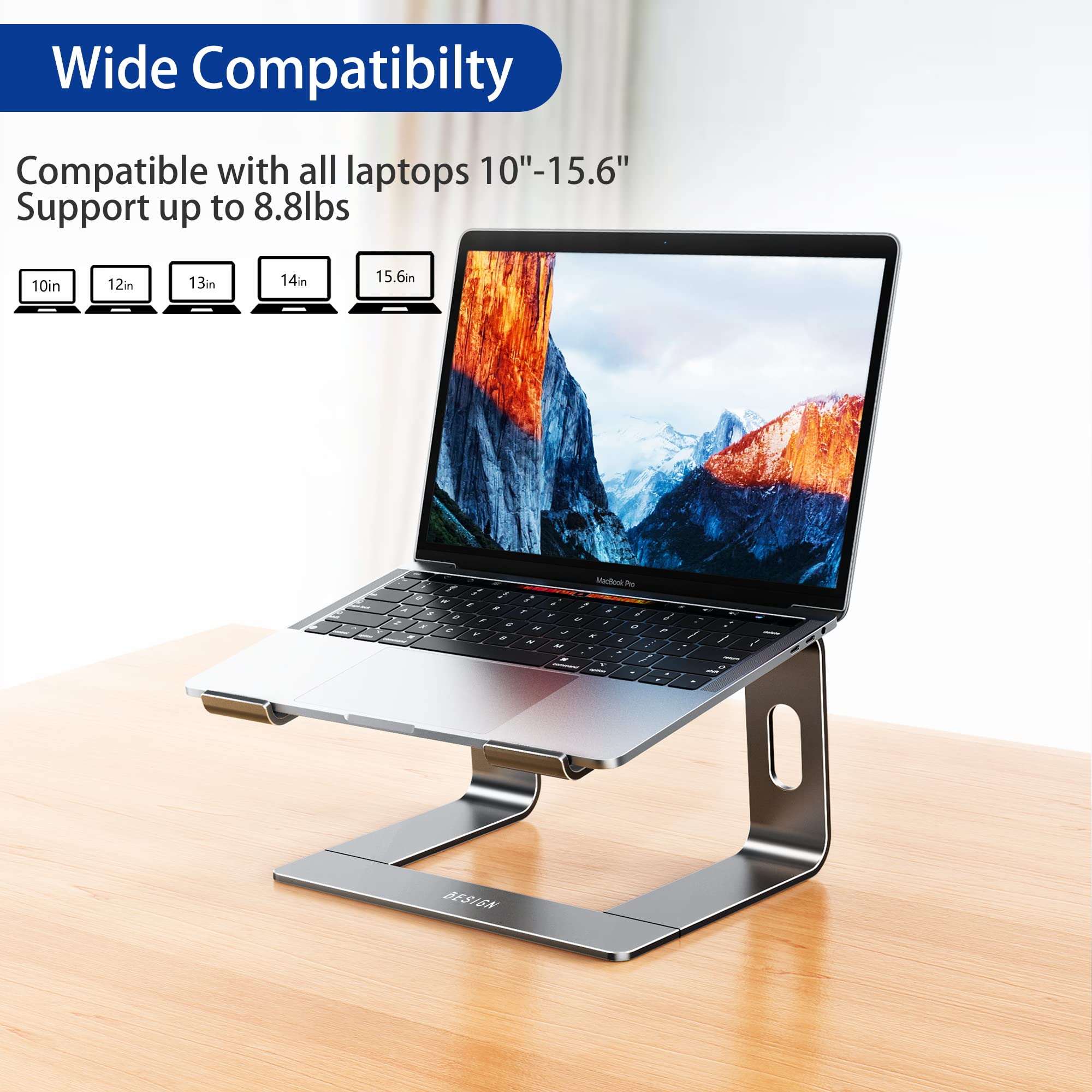 Besign Ls03 Aluminum Laptop Stand, Ergonomic Detachable Computer Stand, Riser Holder Notebook Stand Compatible With Air, Pro, De