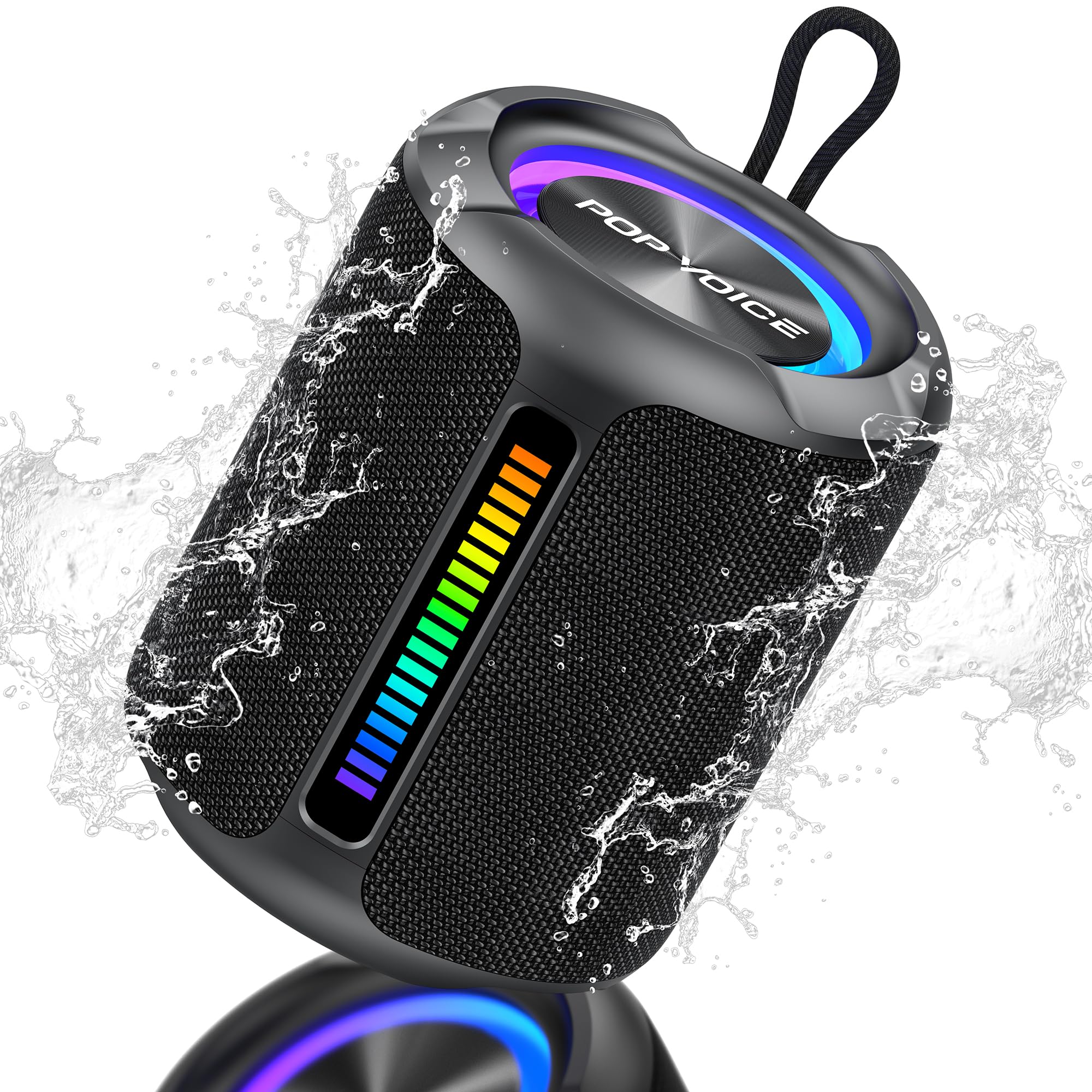 Portable Bluetooth Speakers Wireless, 50W Peak Stereo Sound, Ipx7 Waterproof Shower Speaker With Deep Bass, Rgb Light, Preset Eq