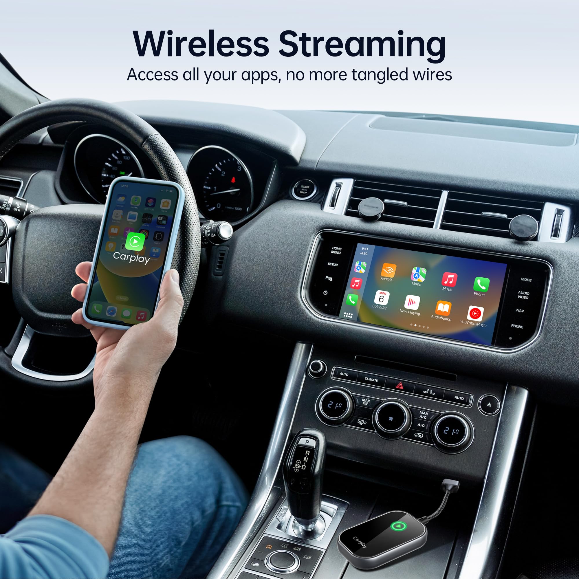 (2023 Upgrade) Wireless Carplay Adapter For Apple Iphone, Converts Factory Wired To Wireless Carplay Dongle Plug & Play Auto Con