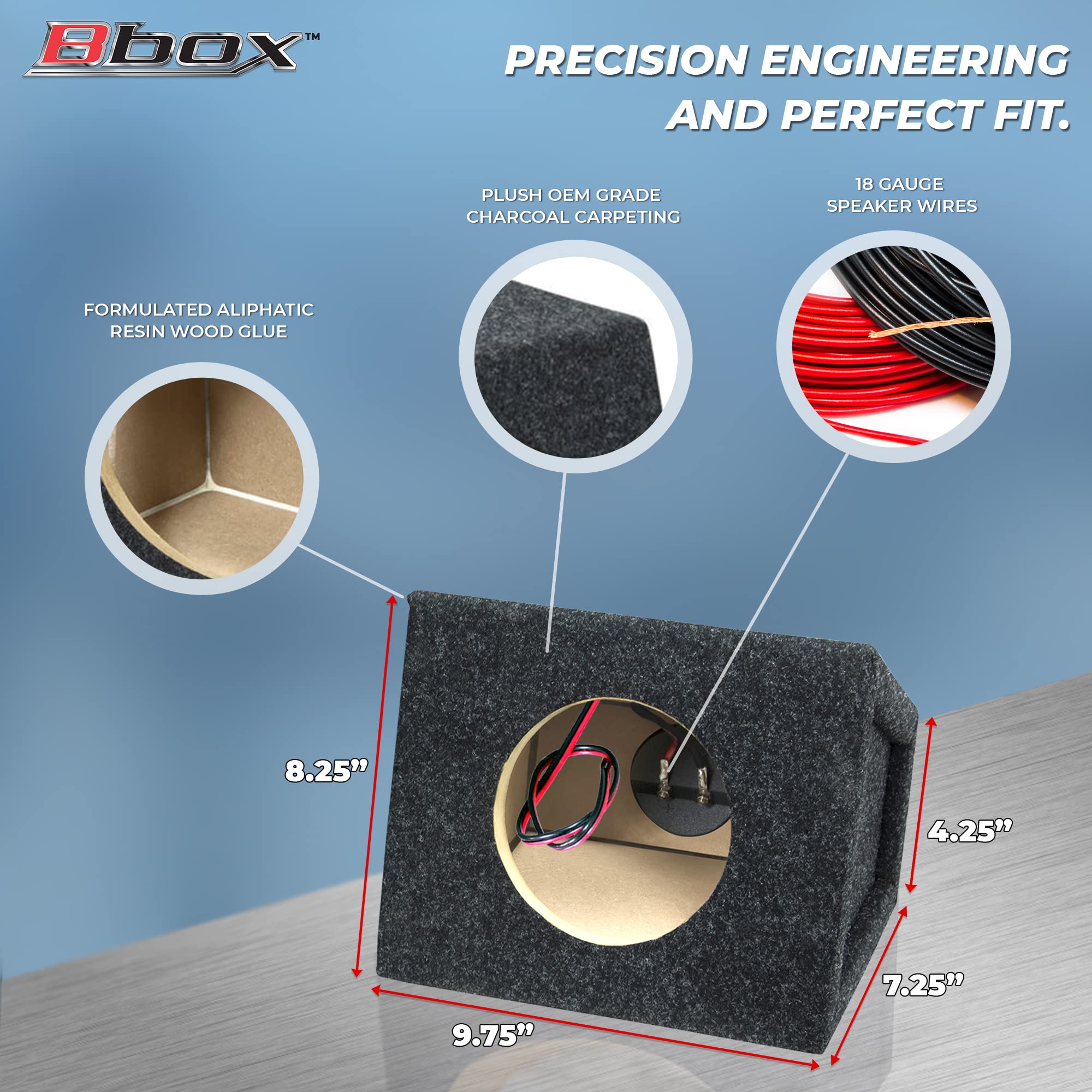 Atrend Pro Audio Tuned Speaker Enclosures Set Of 2 Pieces (6.5 Inch), Charcoal With High Grade 5/8 Inch Mdf Reduces Rattles And