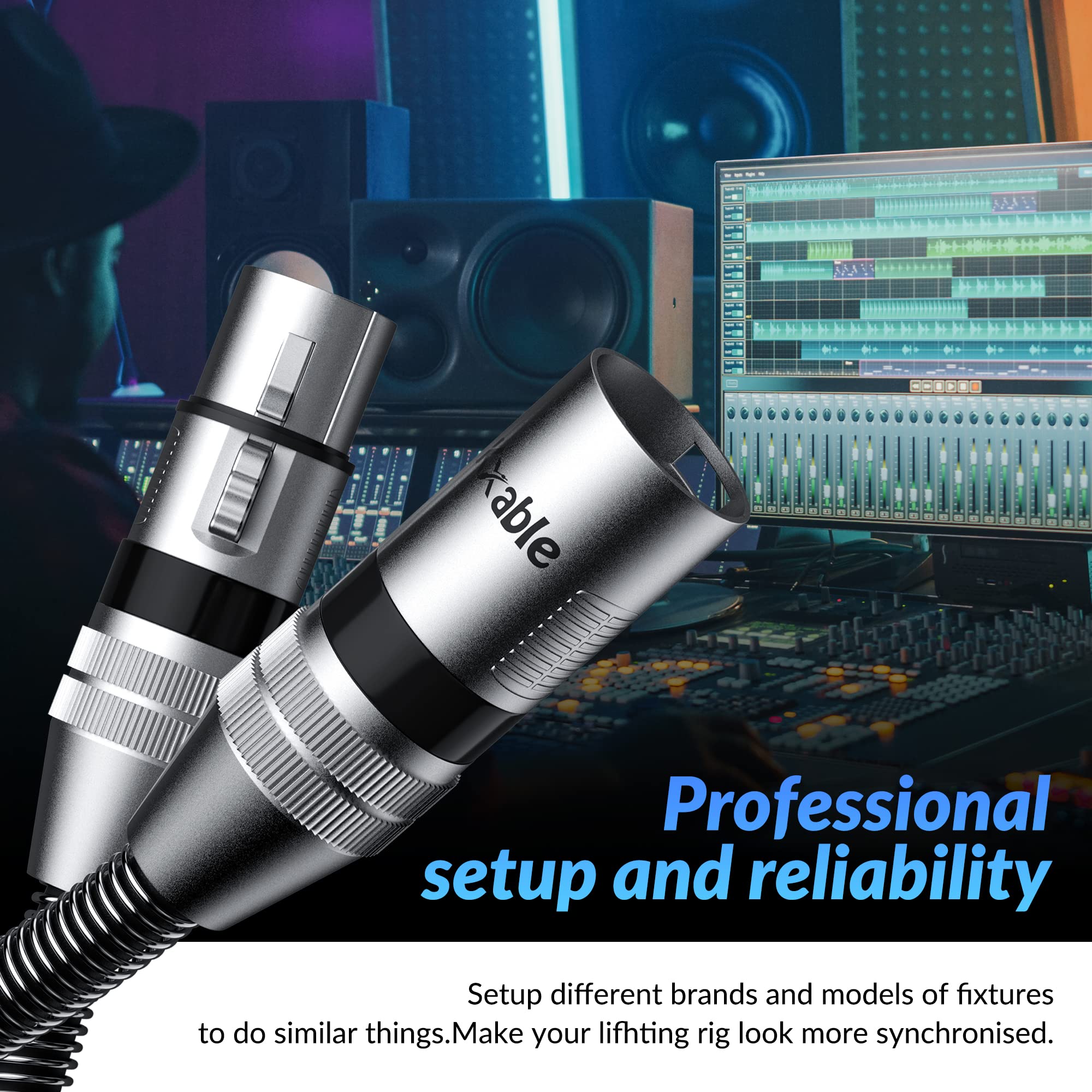 Xlr To Xlr Cable 50 Feet, Premium Xlr Microphone Cable, Long Heavy Duty 22Awg Ofc Xlr Male To Female Cord, 3 Pin Shielded Mic Sp