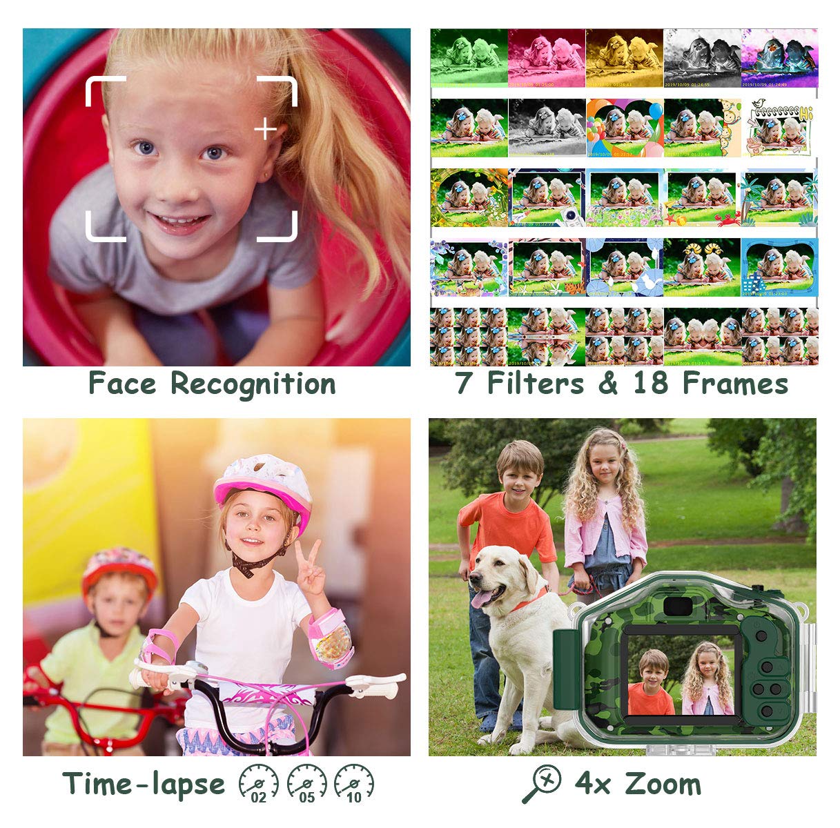 Deker Waterproof Camera For Kids, Christmas Birthday Gifts For Boys Girls 3 12 Year Old, Mini Hd Toddler Digital Video Children