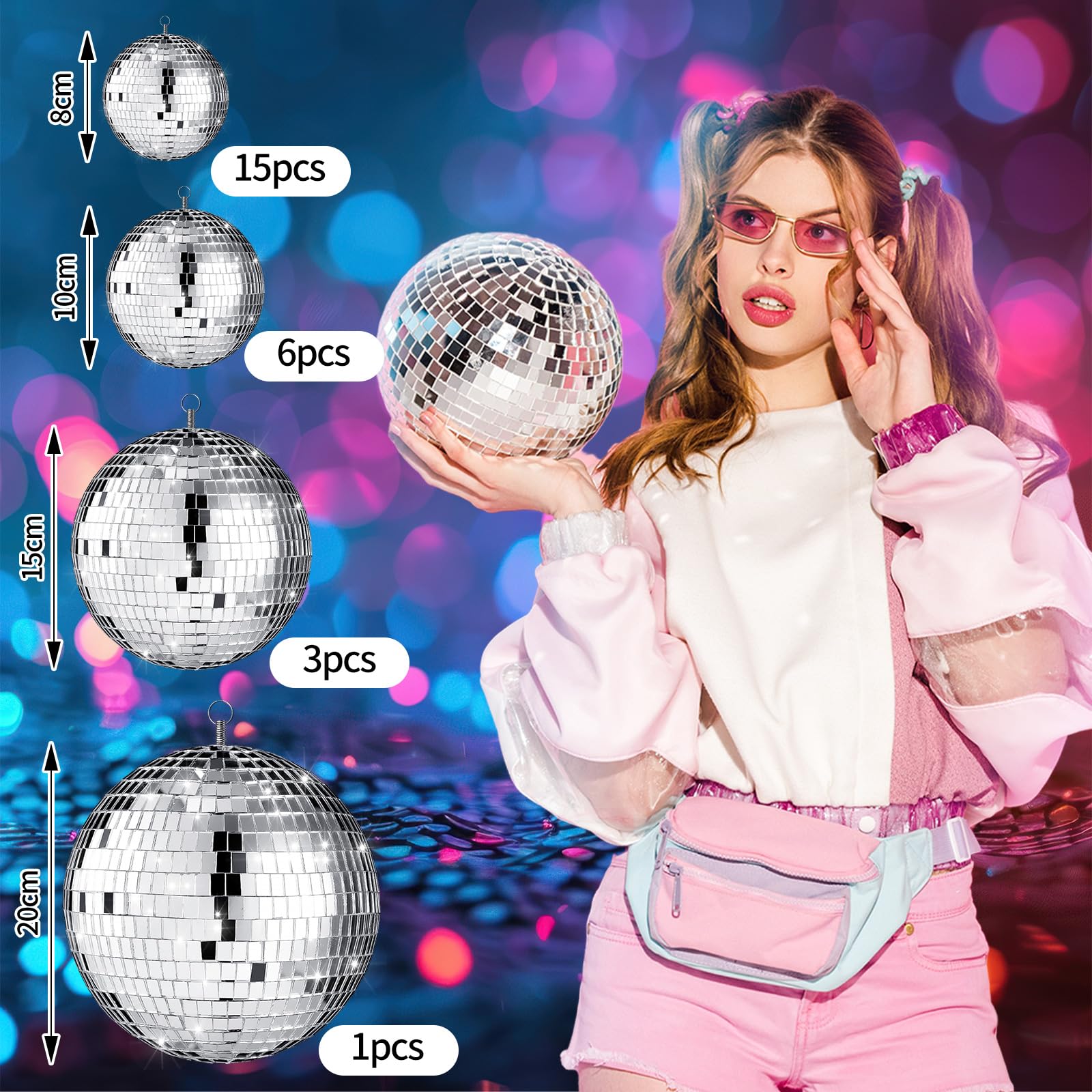 Sumind 25 Pcs Disco Balls Decor Disco Balls Silver Hanging Decorations Reflective Mirror Ball Wedding Dance And Music Festivals