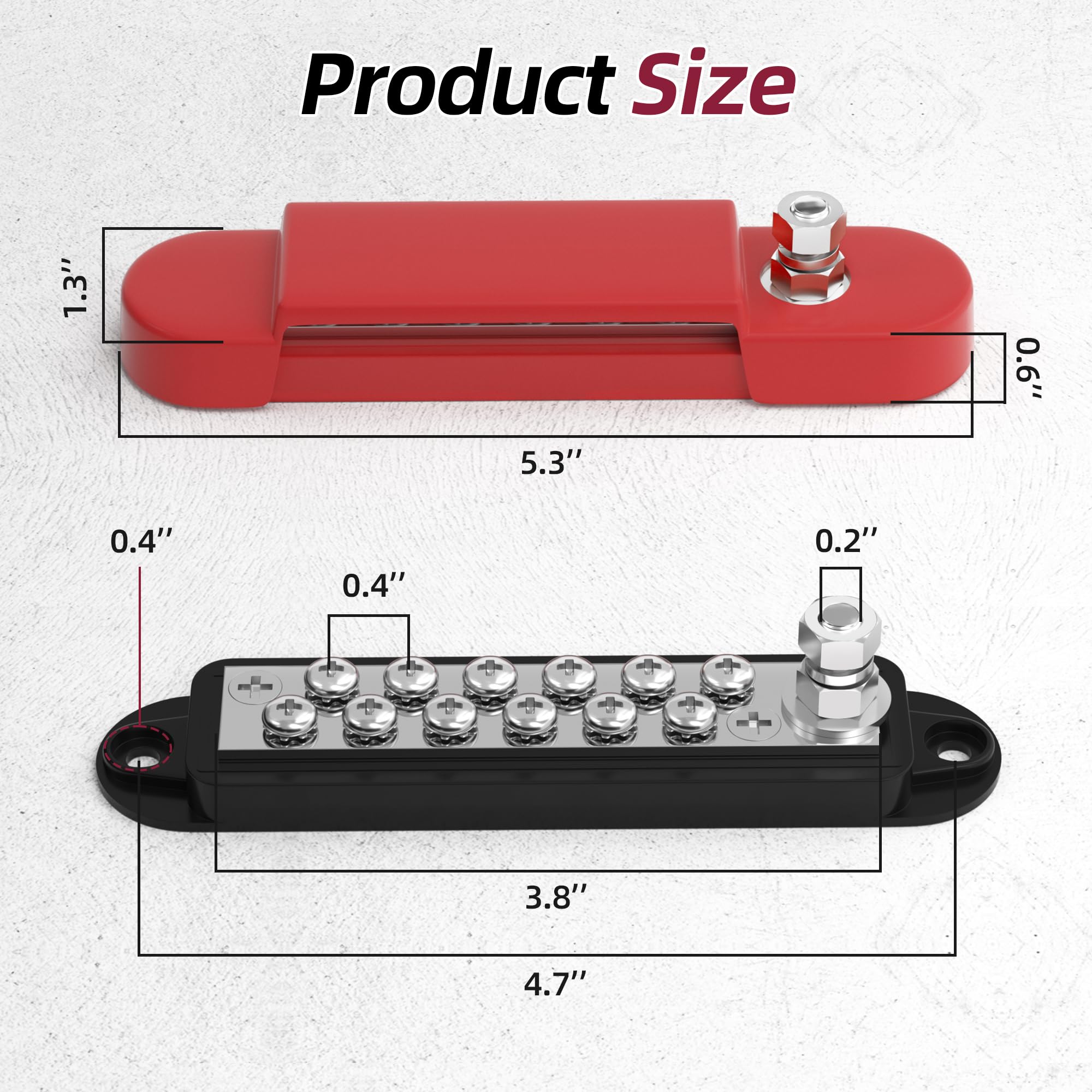 Rvboatpat Power Distribution Block 12V 150A 1/4'' Stud Marine Bus Bar 12 Volt Dc Battery Busbar For Boat Automotive Solar Wiring