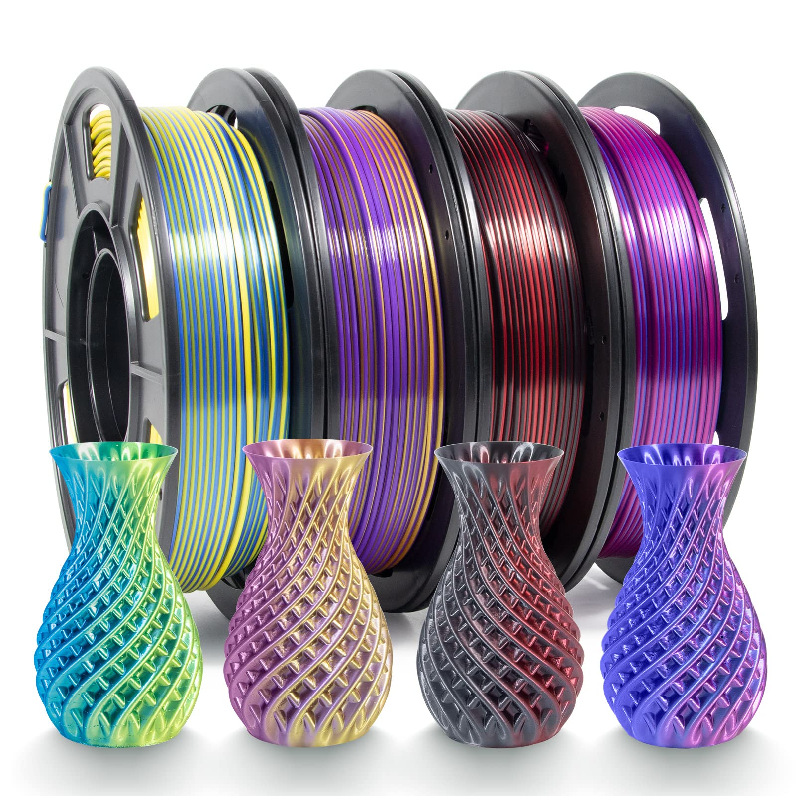 Isanmate Pla 3D Printer Filament, Pla Filament 1.75Mm Bundle Dual Color Filament Silk Pla, Dimensional Accuracy +/  0.03 Mm, 250