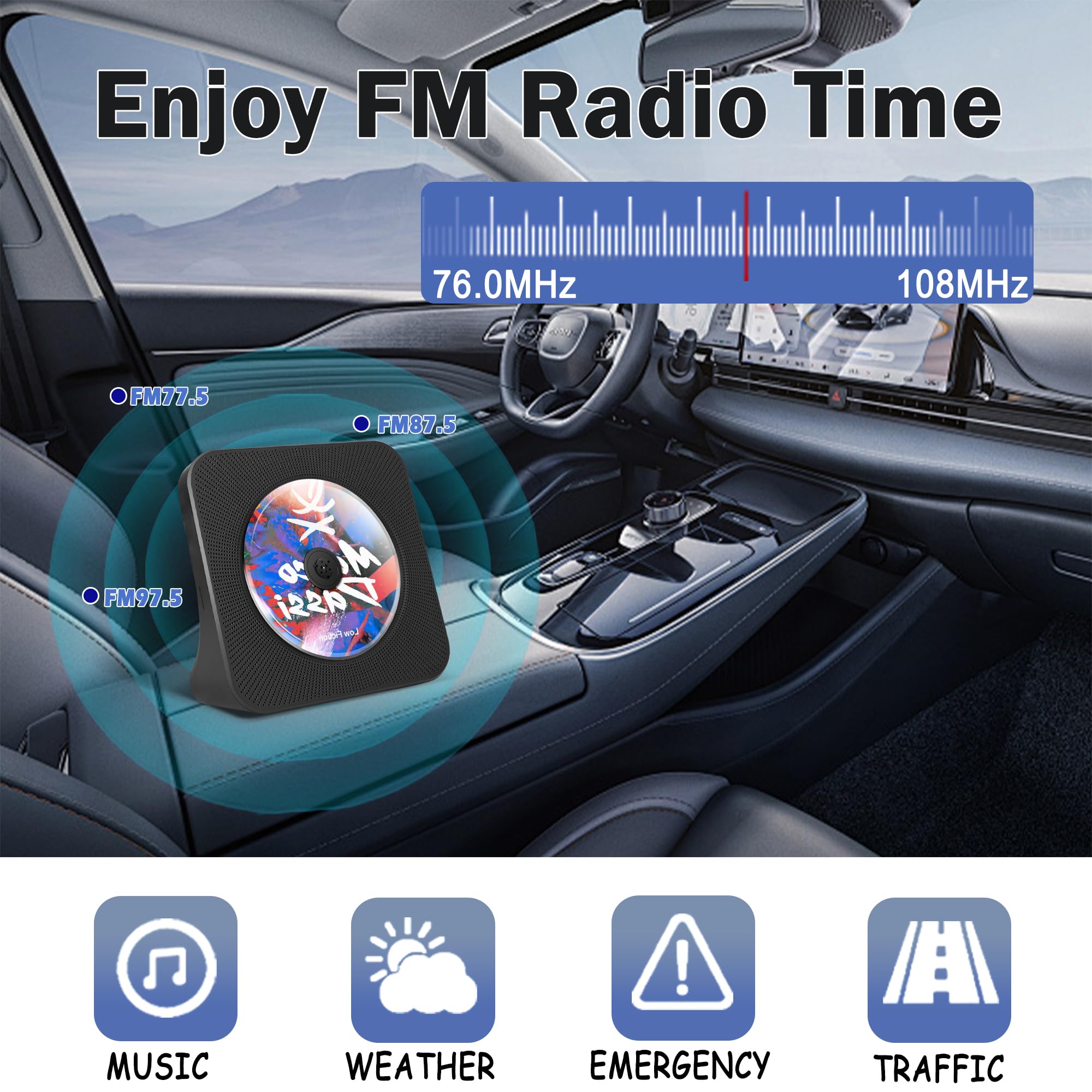 Todangai Cd Player Portable With 4000Mah Rechargeable Battery, Bluetooth Cd Player With Speakers For Home/Car, Radio Cd Players