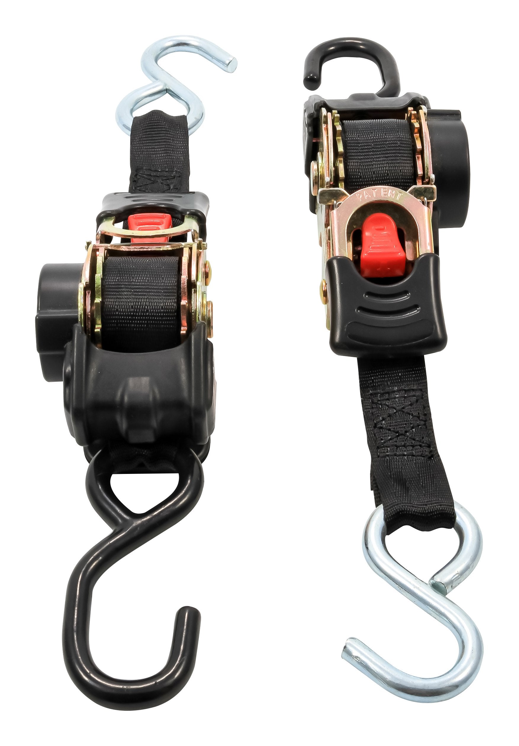 CAMCO TIE DOWN STRAPS 1'' WIDTH RETRACTABLE 6'' DUAL HOOKS