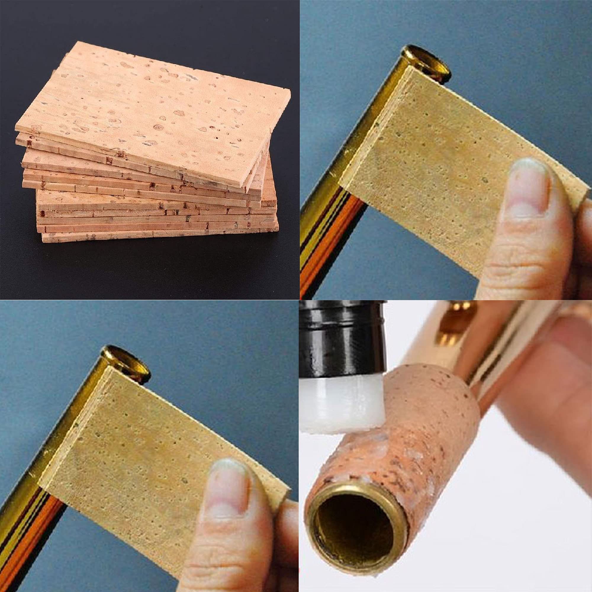 Muasopst Saxophone Neck Cork 10Pcs, Sax Joint Cork Sheet For Soprano Tenor Alto Saxophones Parts, Musical Instrument Accessories