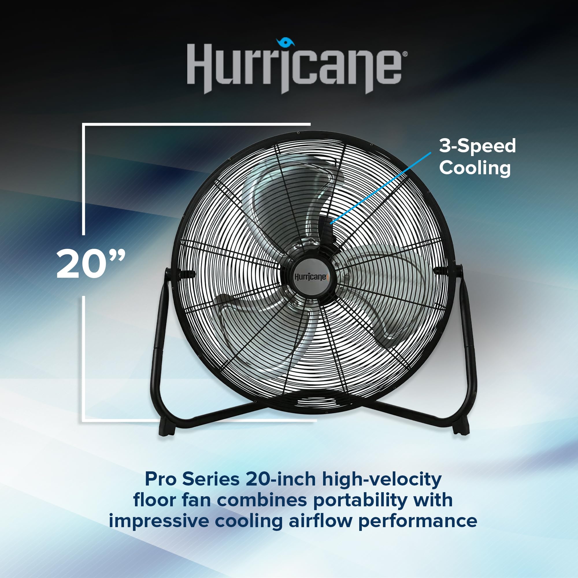Hurricane Pro 20'' High Velocity Metal Box Fan   Powerful 5300 Cfm Airflow, Adjustable Tilt, Heavy Duty Construction For Home, G