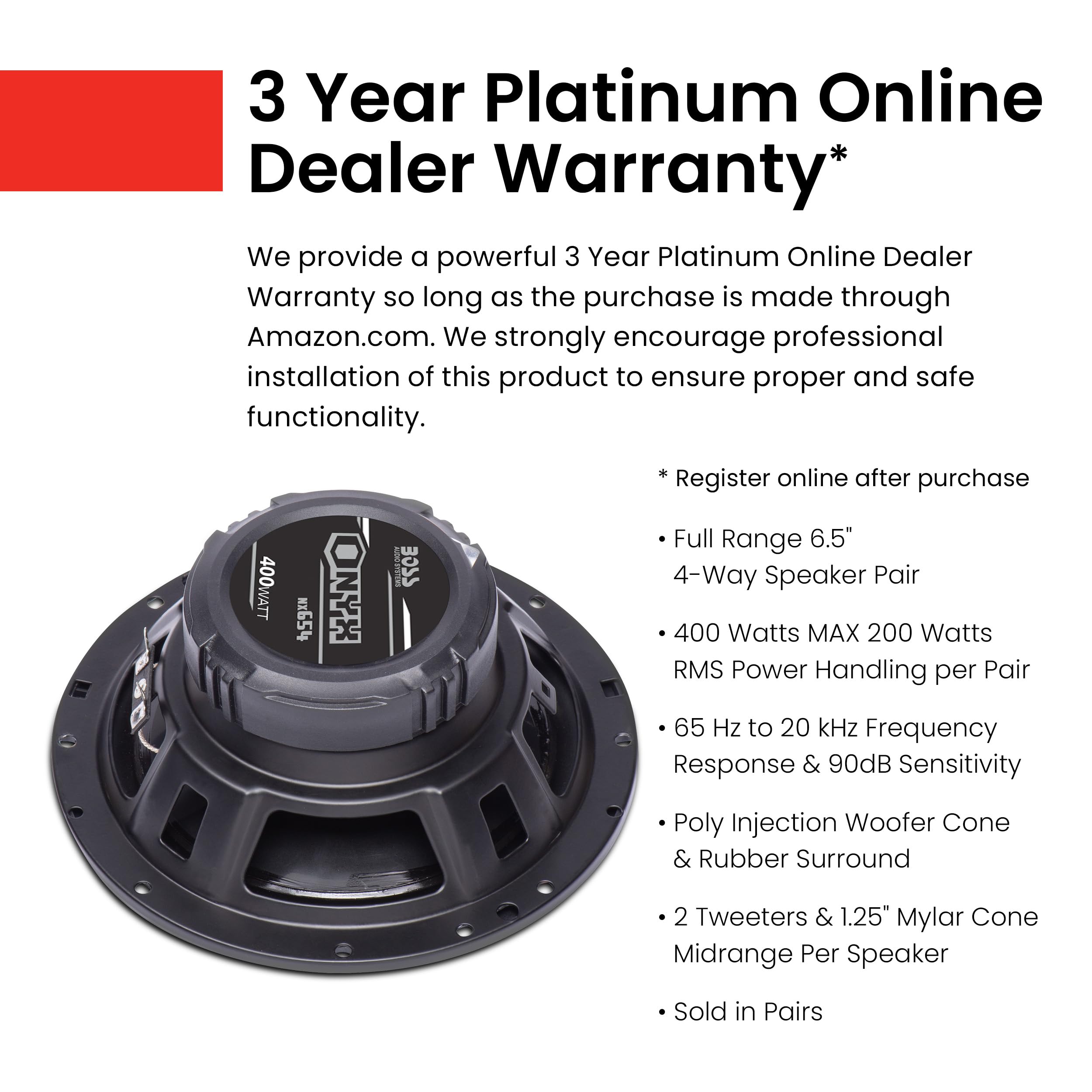 Boss Audio Systems Nx654 Car Speakers   400 Watts Per Pair, 200 Watts Each, 6.5 Inch, Full Range, 4 Way, Sold In Pairs