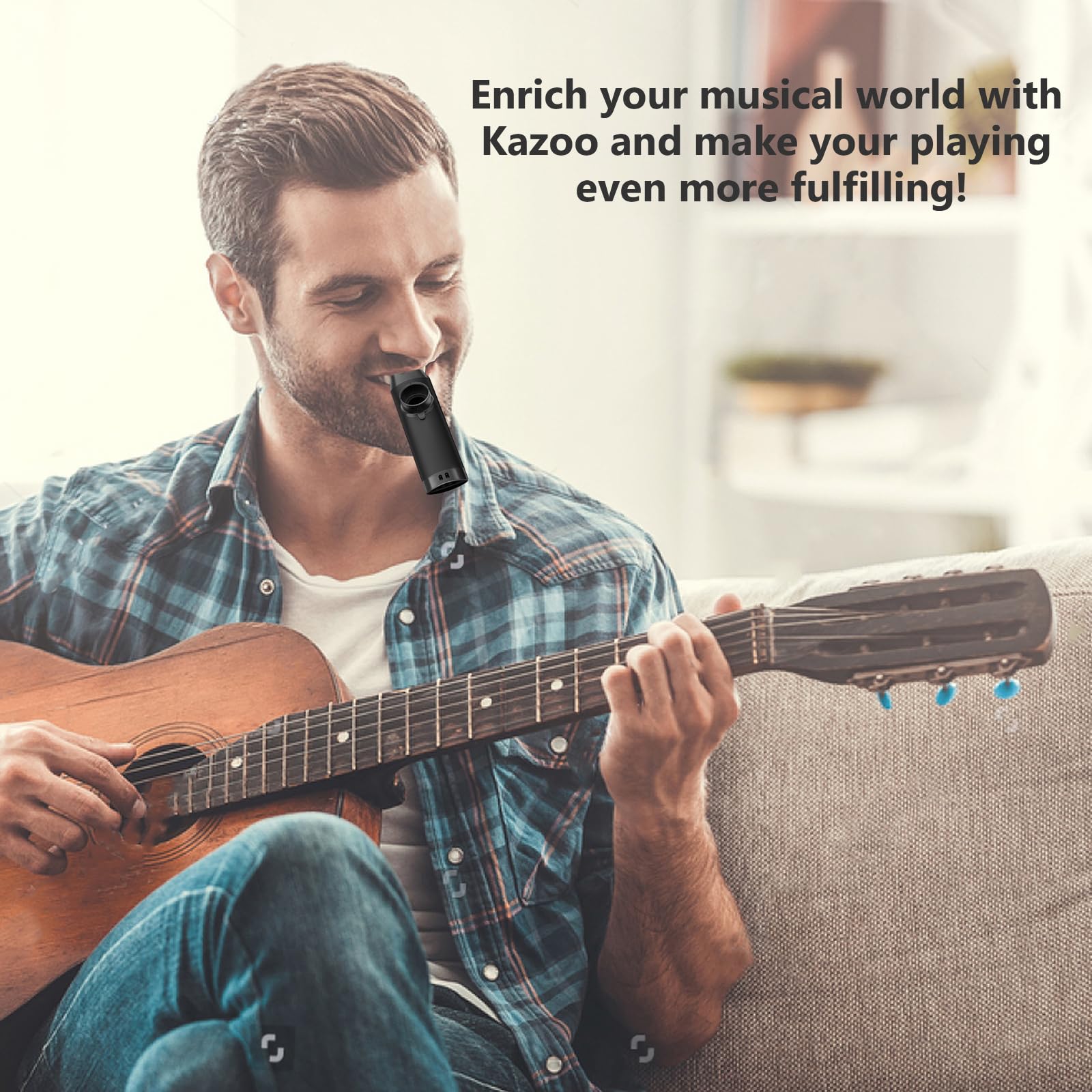 Kazoos For Adults,Metal Kazoo With 5 Flute Diaphragms,Kazoos With Adjustable Tone For Guitar, Ukulele, Violin, Piano, Keyboard,M