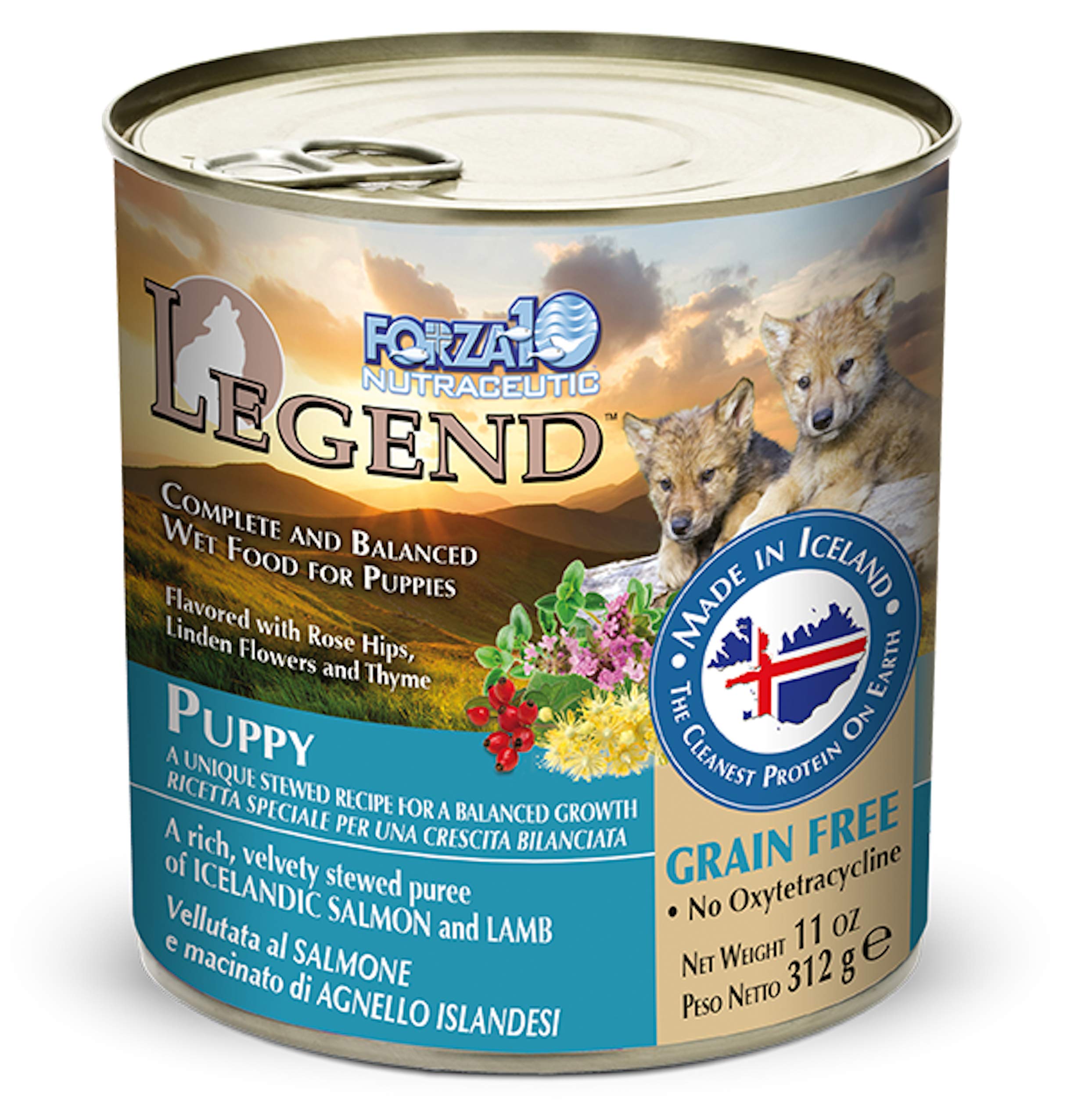 Forza10 Legend Puppy Food Wet, Icelandic Salmon and Lamb Flavor, Grain Free Wet Puppy Food, Helps Support Healthy Growth, 13.7 O
