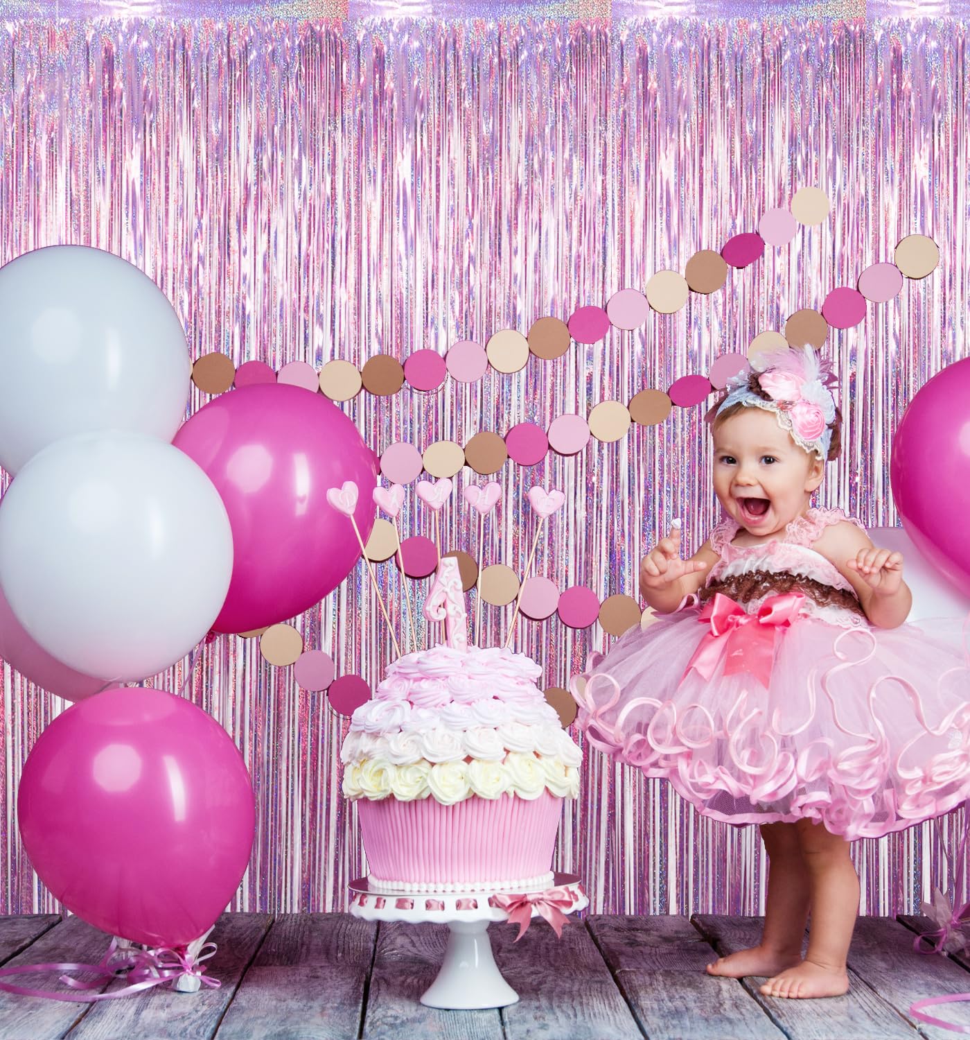 Goer 3.2 Ft X 8.2 Ft Metallic Tinsel Foil Fringe Curtains Party Photo Backdrop Party Streamers For Birthday,Graduation,New Year