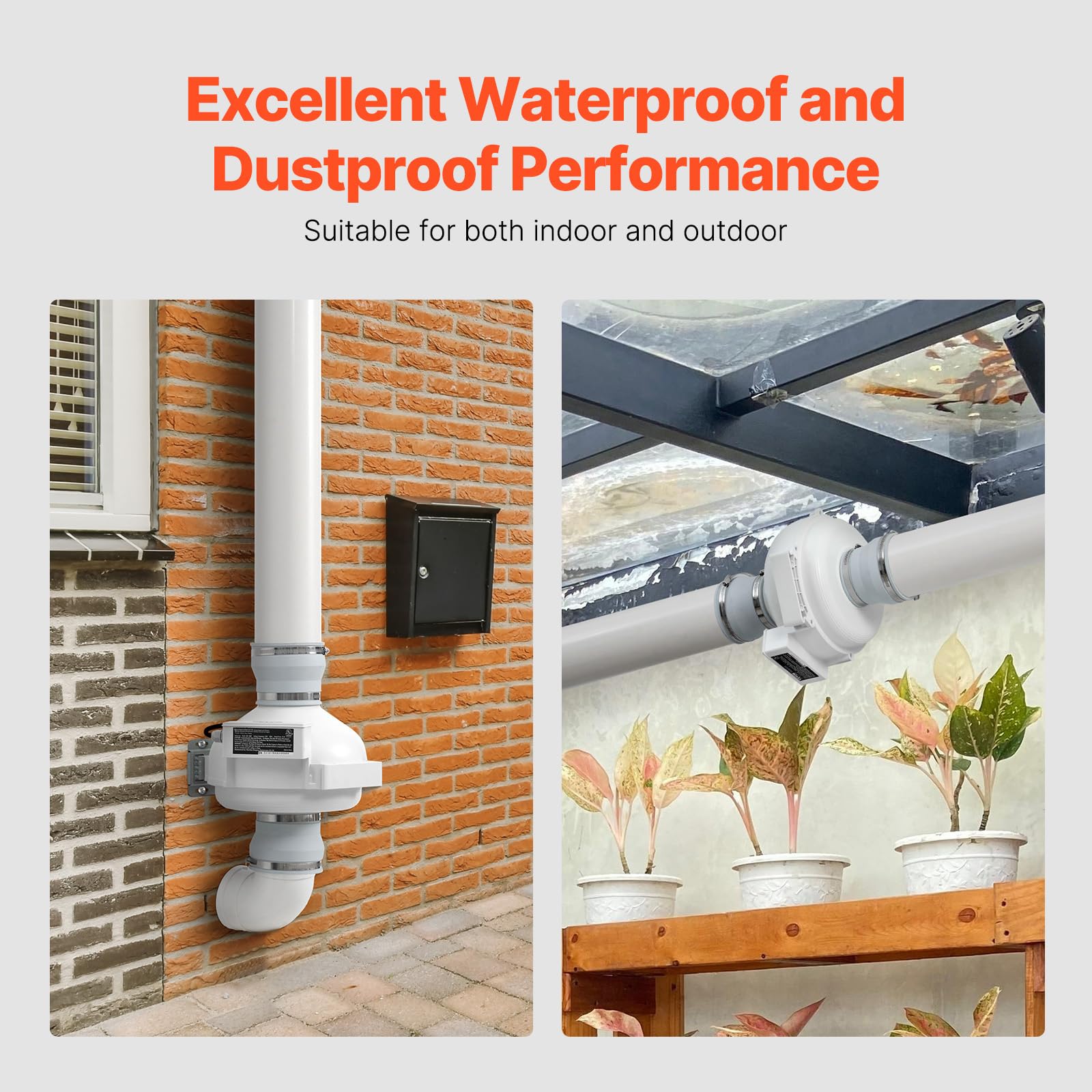 Vevor 4 To 4.5 Inch Radon Fan Installation Kit, Quiet 190Cfm Radon Mitigation Fan System Kit With 2 Couplers, Pressure Indicator