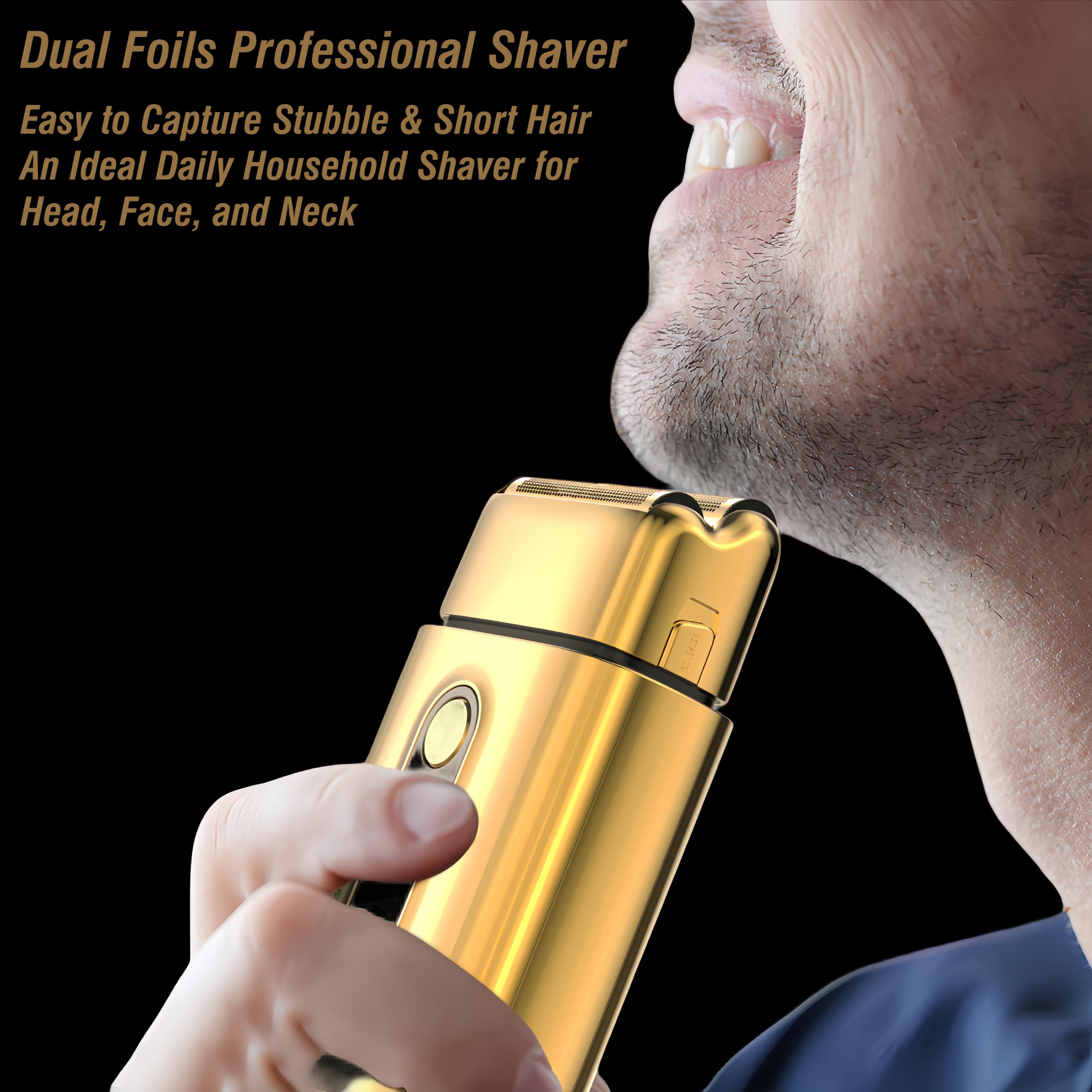 Professional Foil Shaver For Men, Dual Foils Shavers For Barbers Stylists With Gold Titanium Foil Cutters Bump Free, Ultra Close