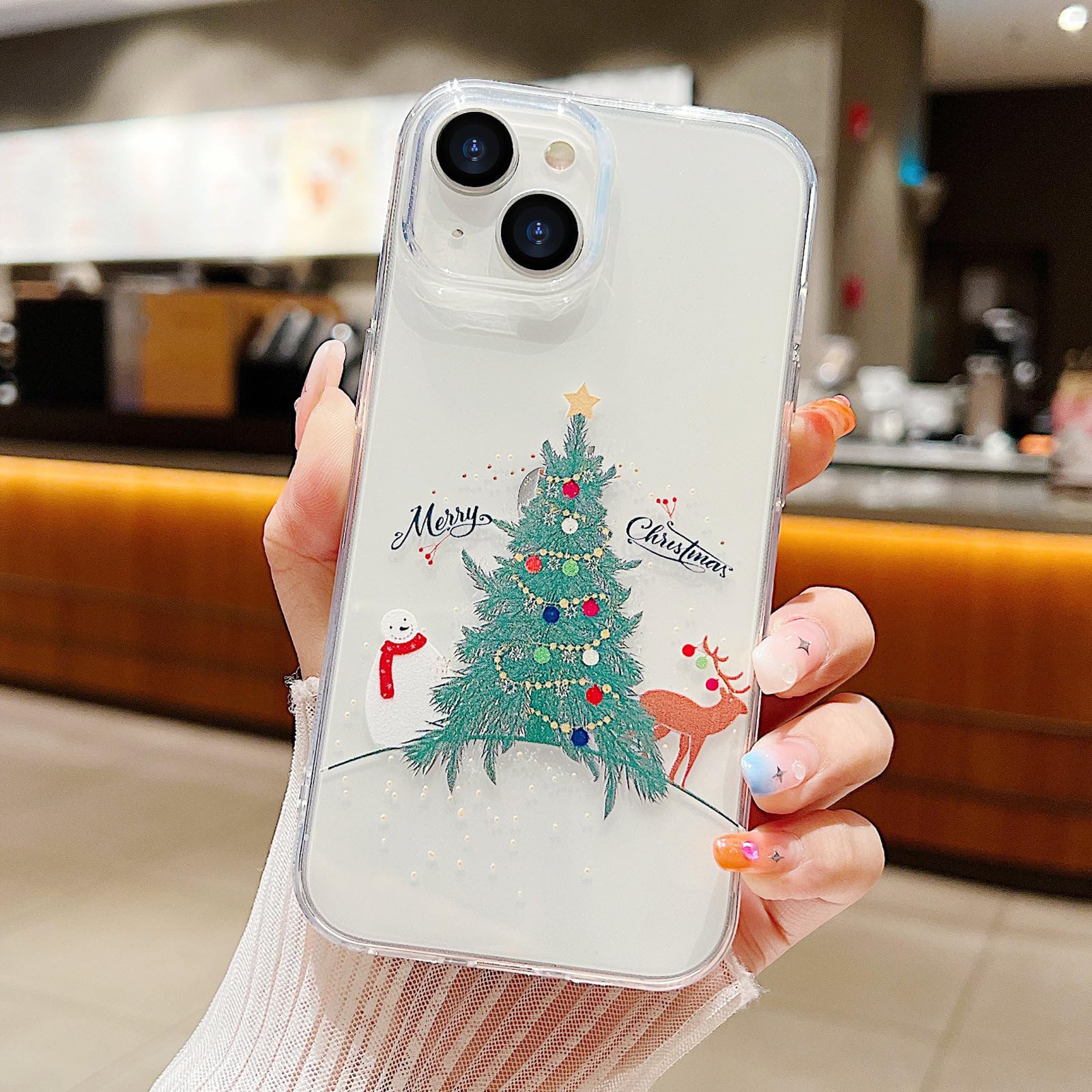 Lchulle Compatible With Iphone 14 Plus Christmas Case Xmas Santa Holiday Transparent Clear Design Women Men Kids Soft Tpu Silico