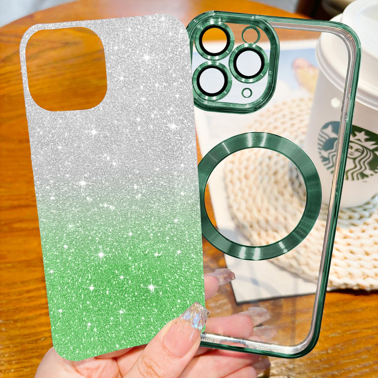 Hython For Iphone 11 Pro Case Clear Magnetic Glitter Phone Cases [Compatible With Magsafe] Full Camera Lens Protector Slim Gradi