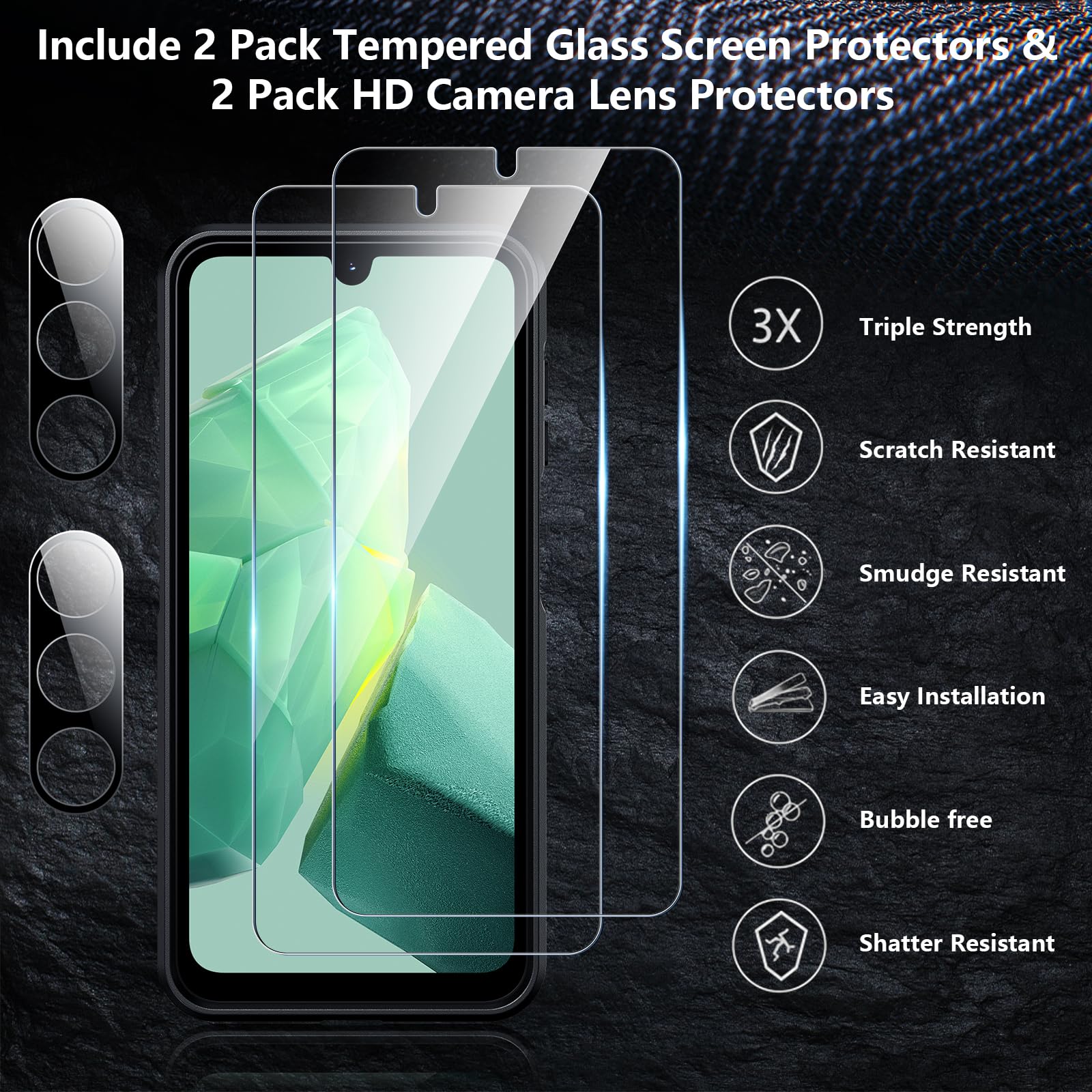 Spidercase For Samsung Galaxy A16 5G Case, [12 Ft Military Grade Drop Protection] 2 Pack[Tempered Glass Screen Protector + Camer